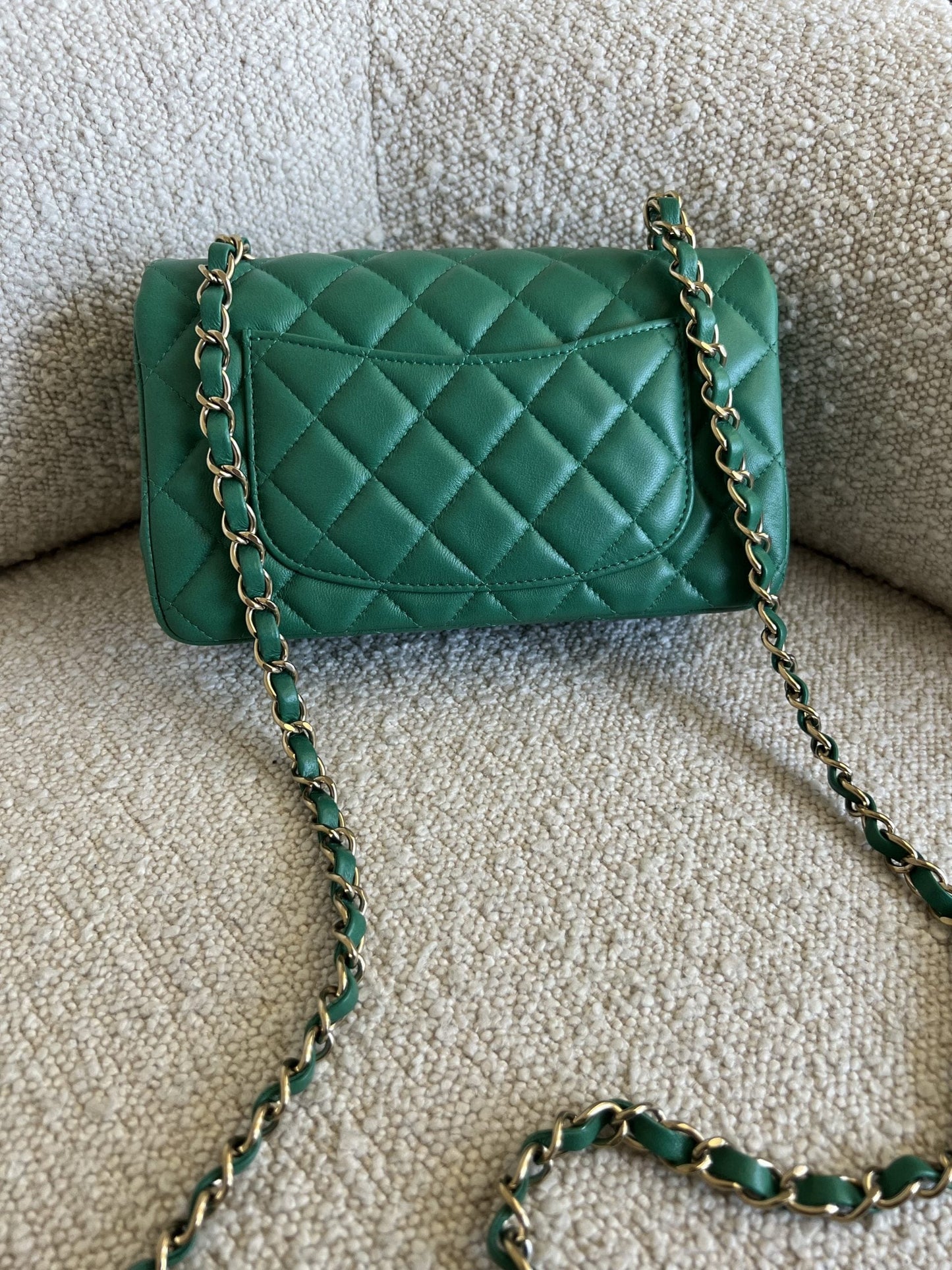 22A Green Mini Rectangular Lambskin Quilted LGHW