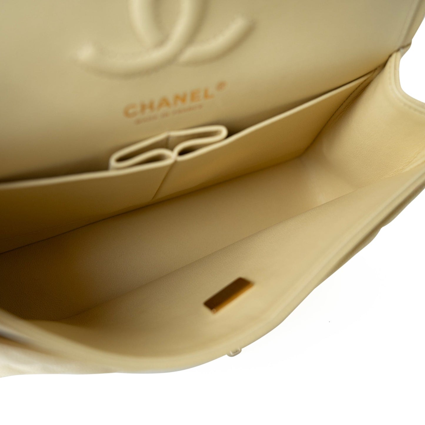 22B Yellow Caviar Quilted Classic Flap Small Light Gold Hardware