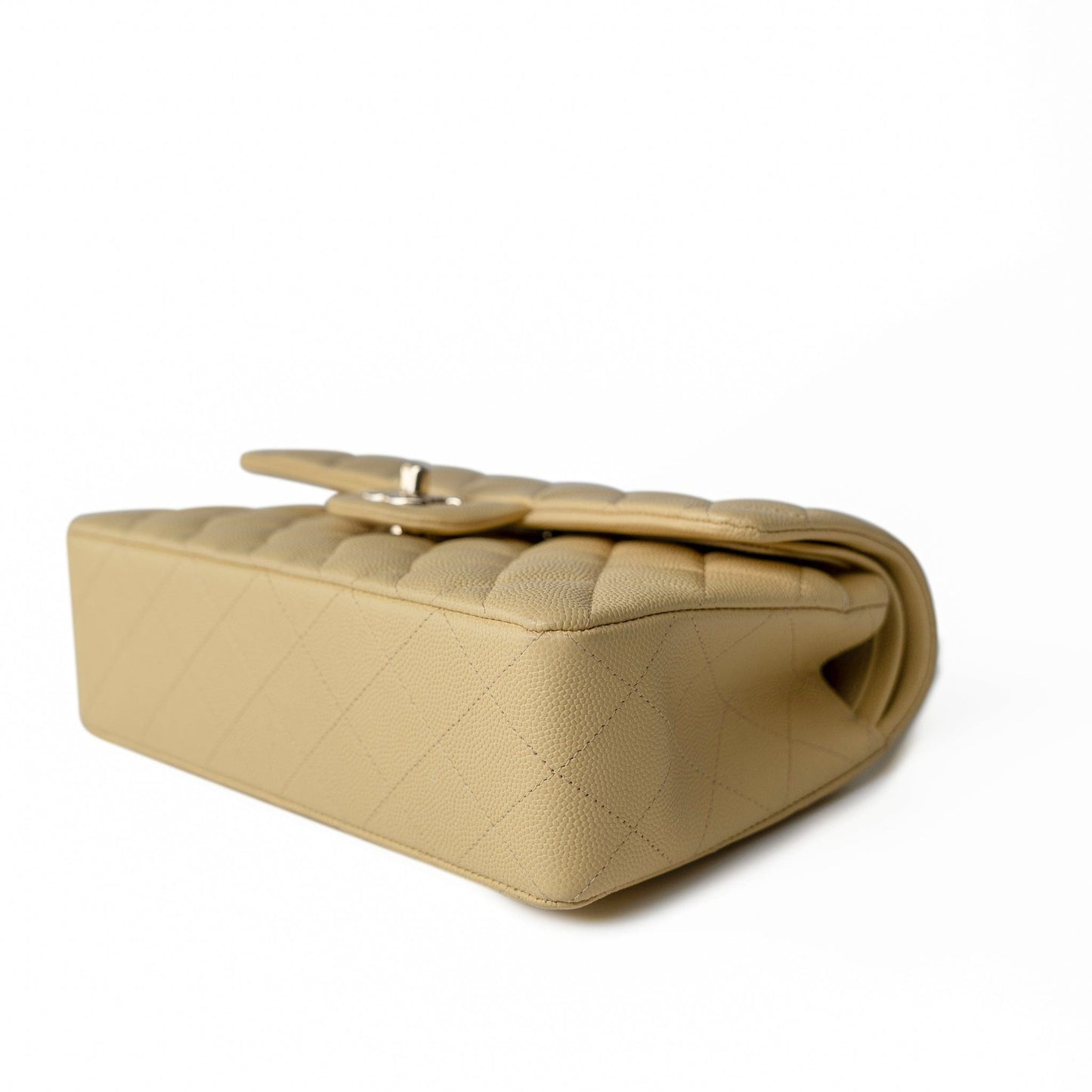 22B Yellow Caviar Quilted Classic Flap Small Light Gold Hardware