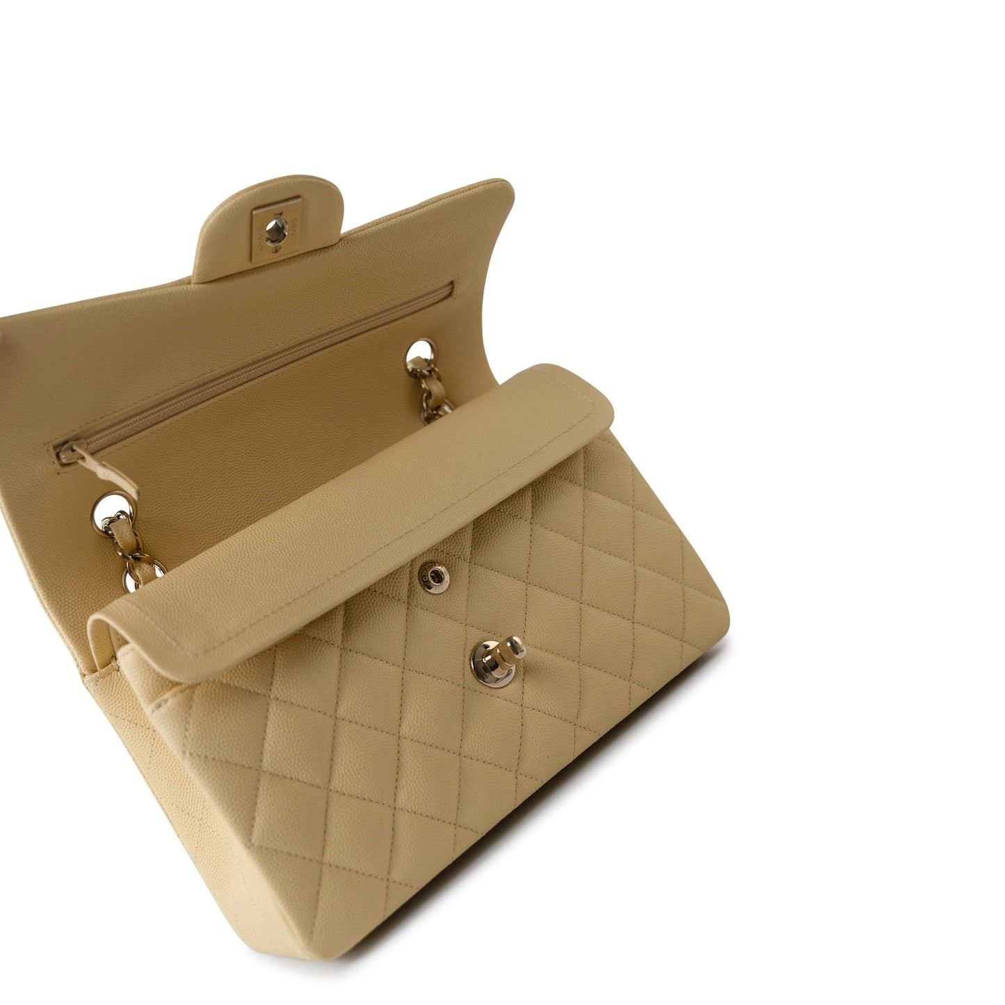 22B Yellow Caviar Quilted Classic Flap Small Light Gold Hardware