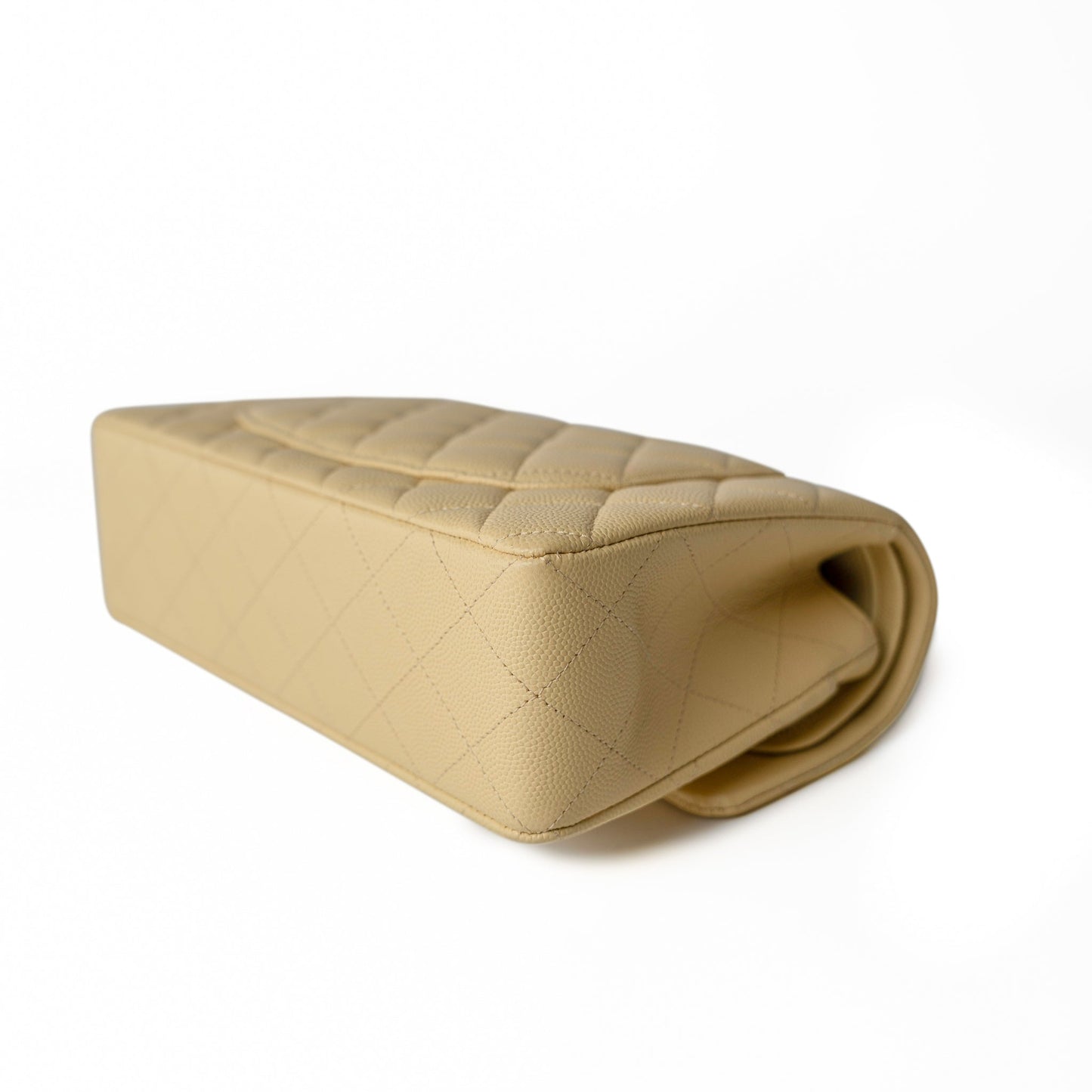 22B Yellow Caviar Quilted Classic Flap Small Light Gold Hardware