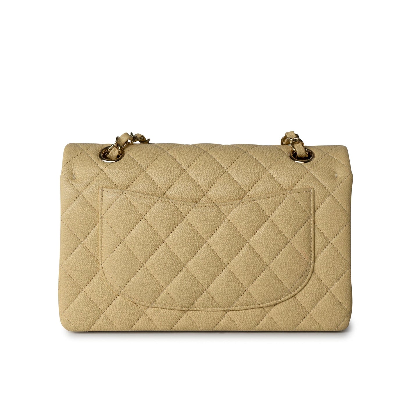 22B Yellow Caviar Quilted Classic Flap Small Light Gold Hardware
