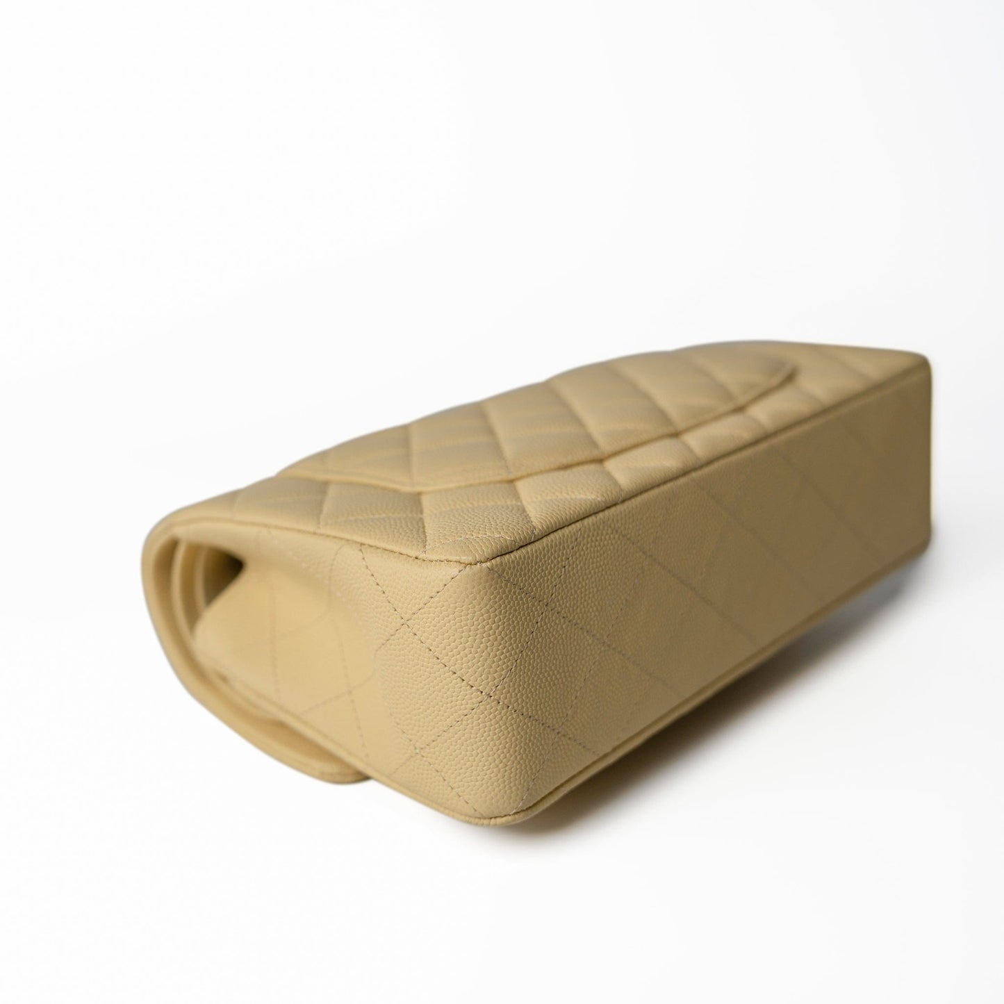 22B Yellow Caviar Quilted Classic Flap Small Light Gold Hardware