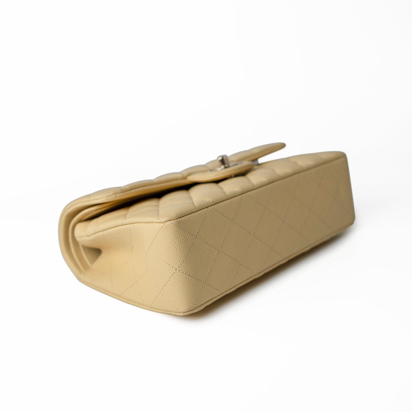 22B Yellow Caviar Quilted Classic Flap Small Light Gold Hardware