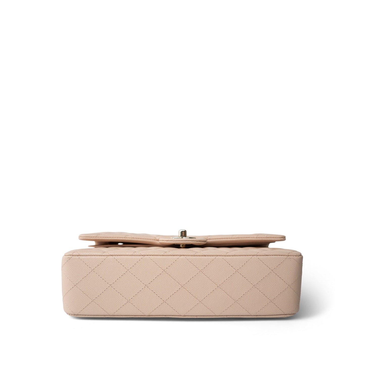 22C Beige Caviar Quilted Medium Classic Flap Light Gold Hardware