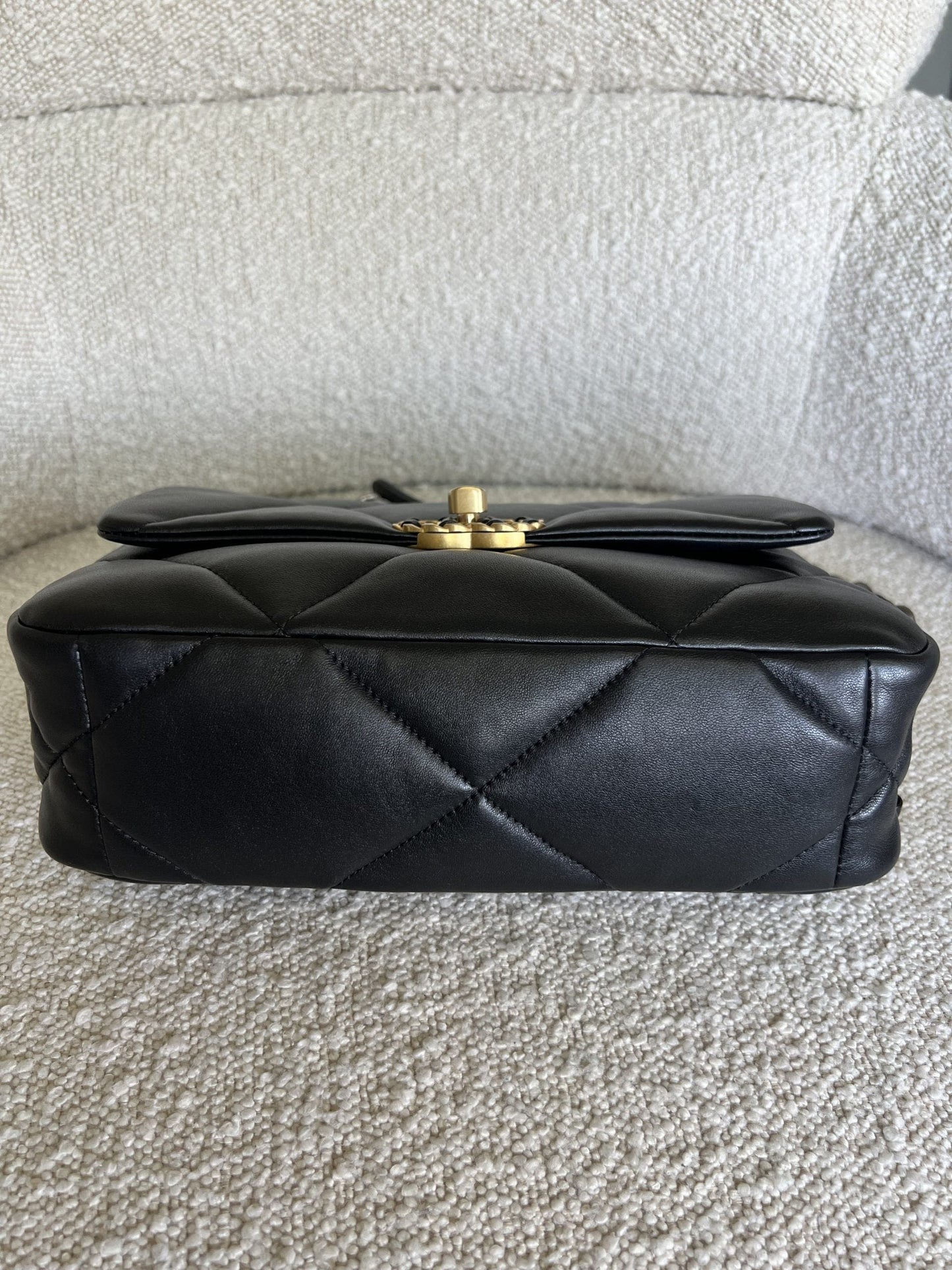22C Black Lambskin Quilted 19 Flap Small MHW