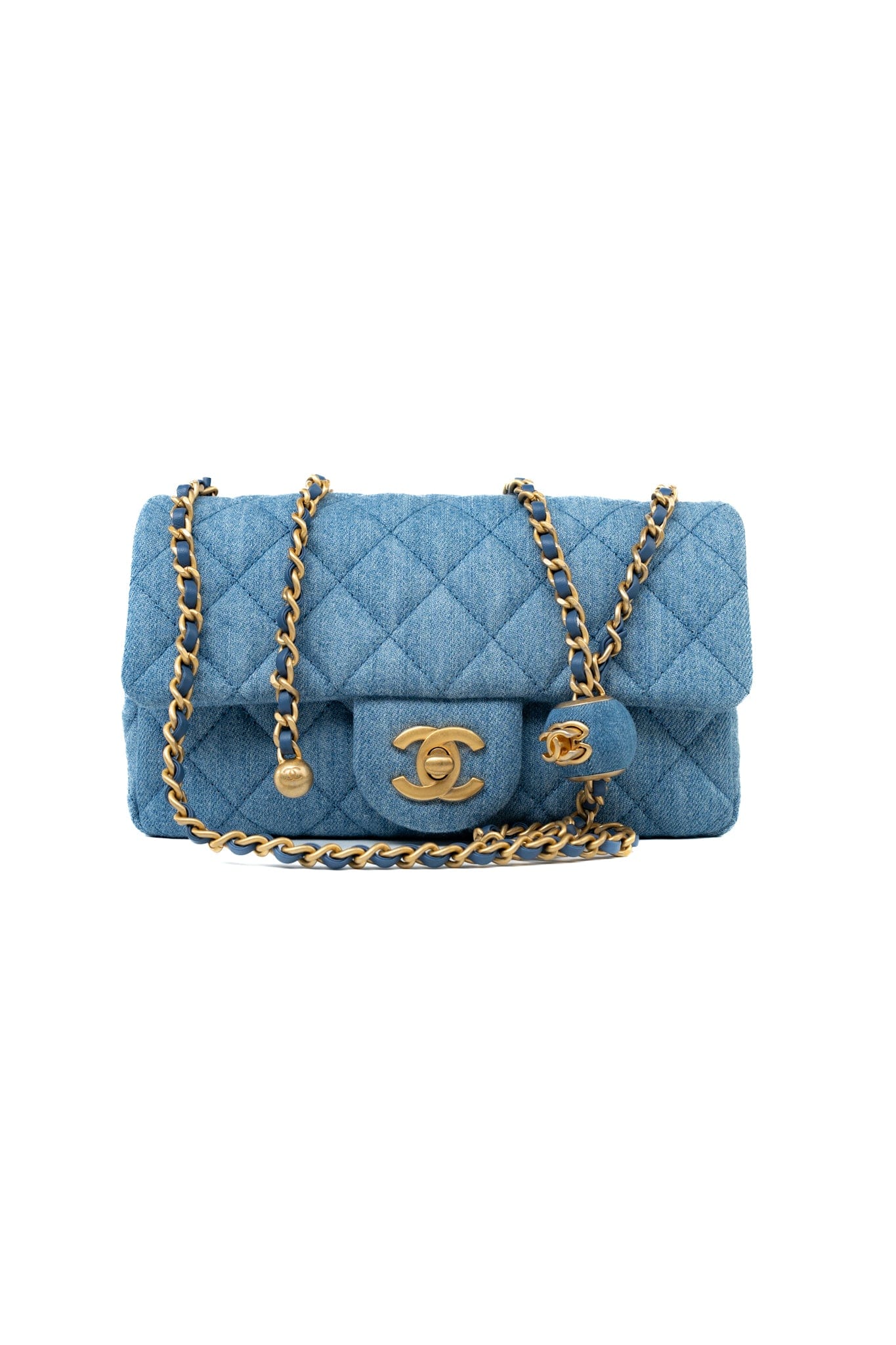 22C Blue Denim Pearl Crush Mini Rectangular Flap AGHW