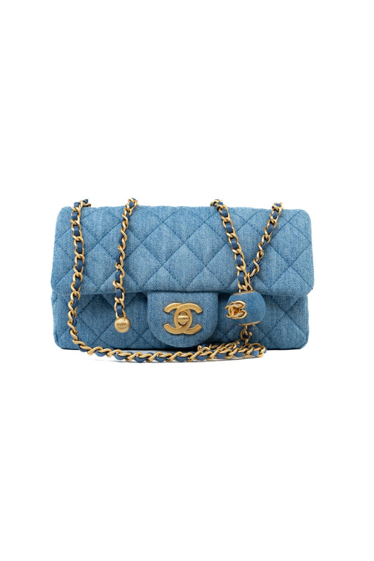 22C Blue Denim Pearl Crush Mini Rectangular Flap AGHW