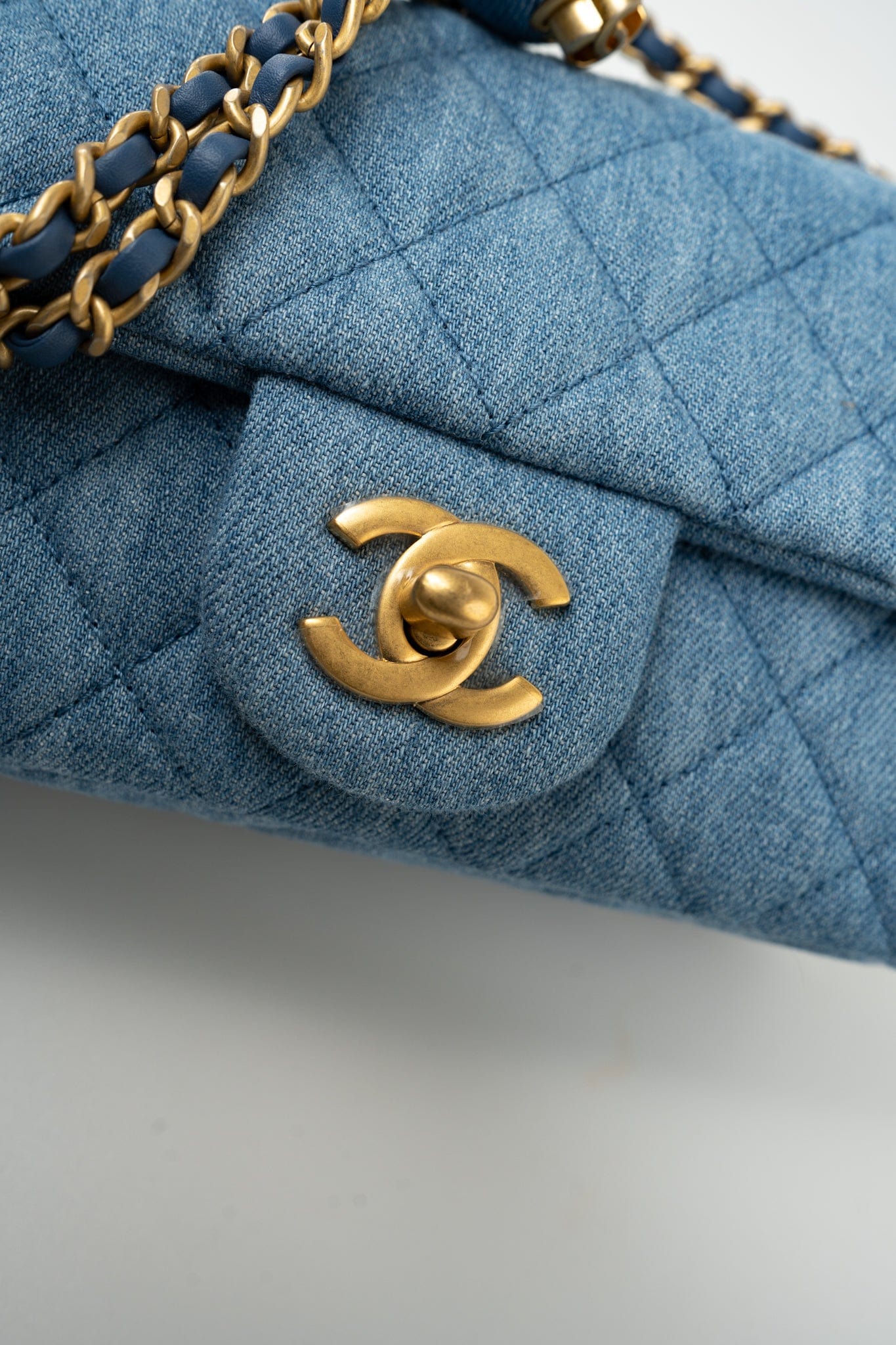 22C Blue Denim Pearl Crush Mini Rectangular Flap AGHW