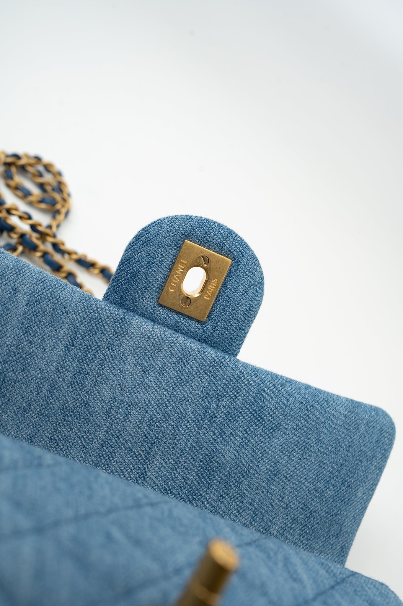 22C Blue Denim Pearl Crush Mini Rectangular Flap AGHW