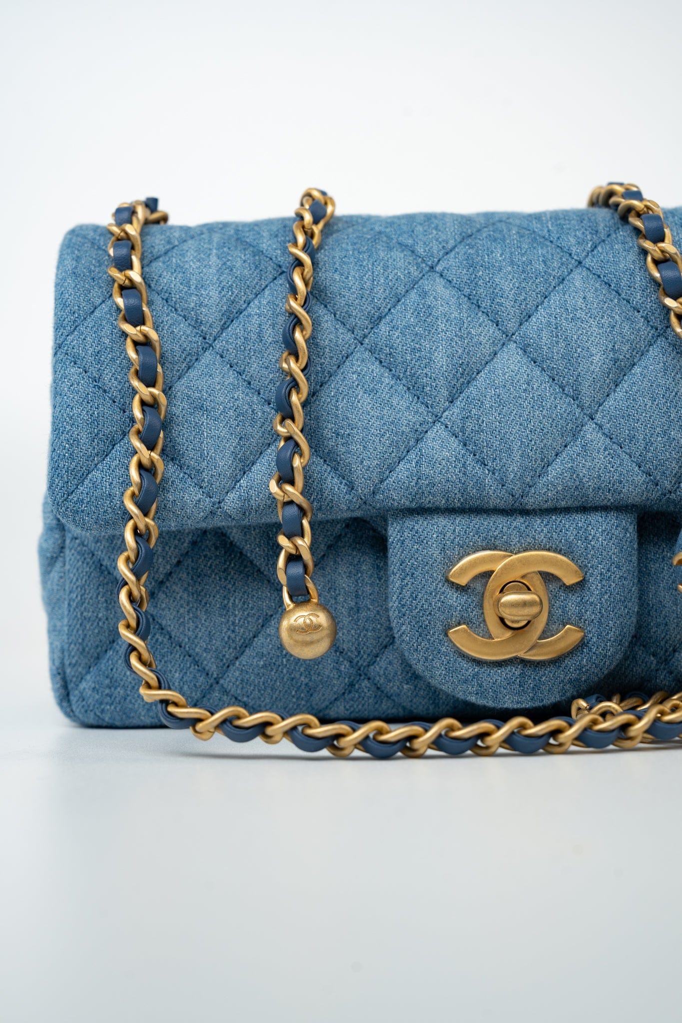 22C Blue Denim Pearl Crush Mini Rectangular Flap AGHW