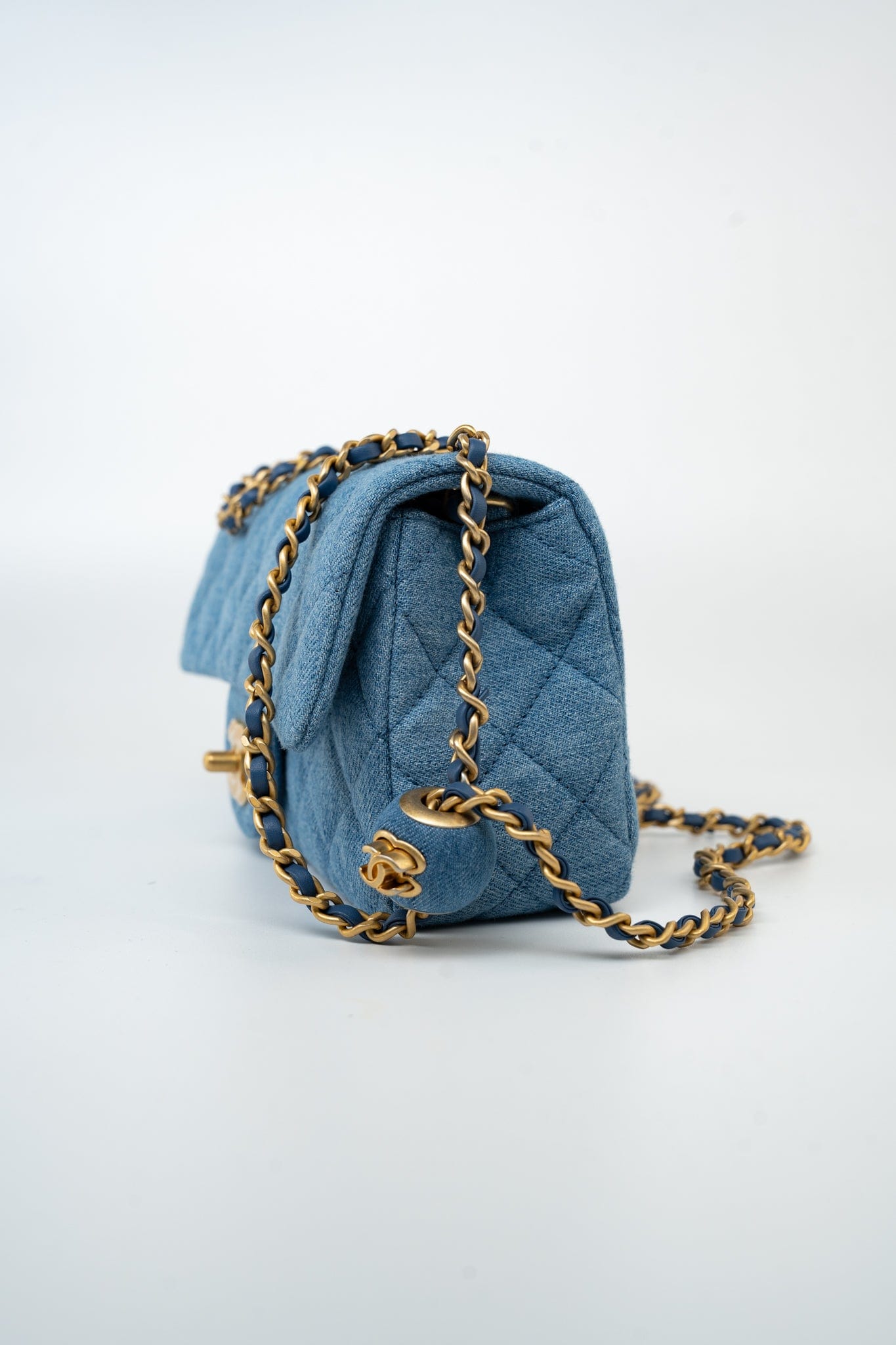 22C Blue Denim Pearl Crush Mini Rectangular Flap AGHW