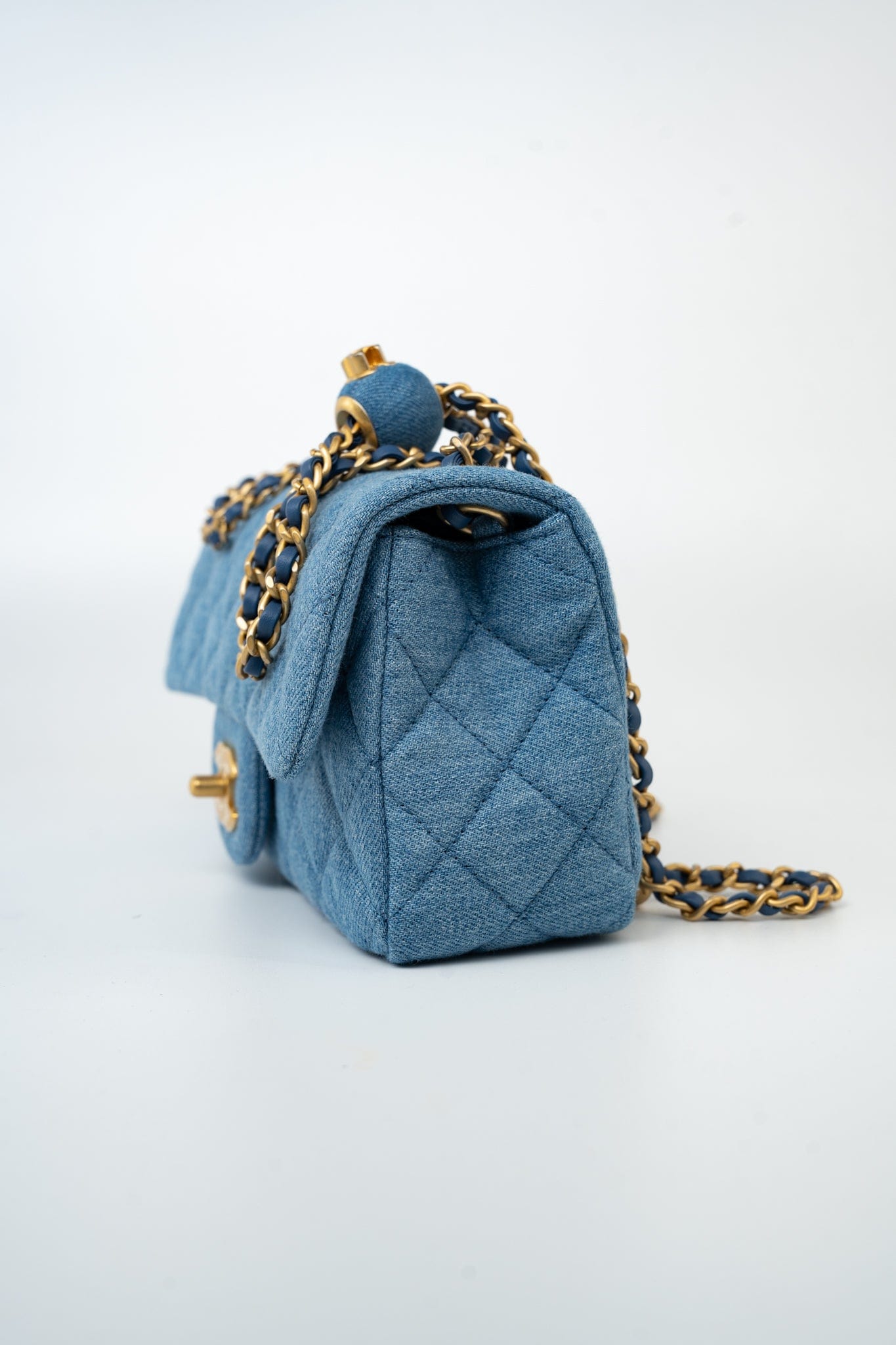 22C Blue Denim Pearl Crush Mini Rectangular Flap AGHW