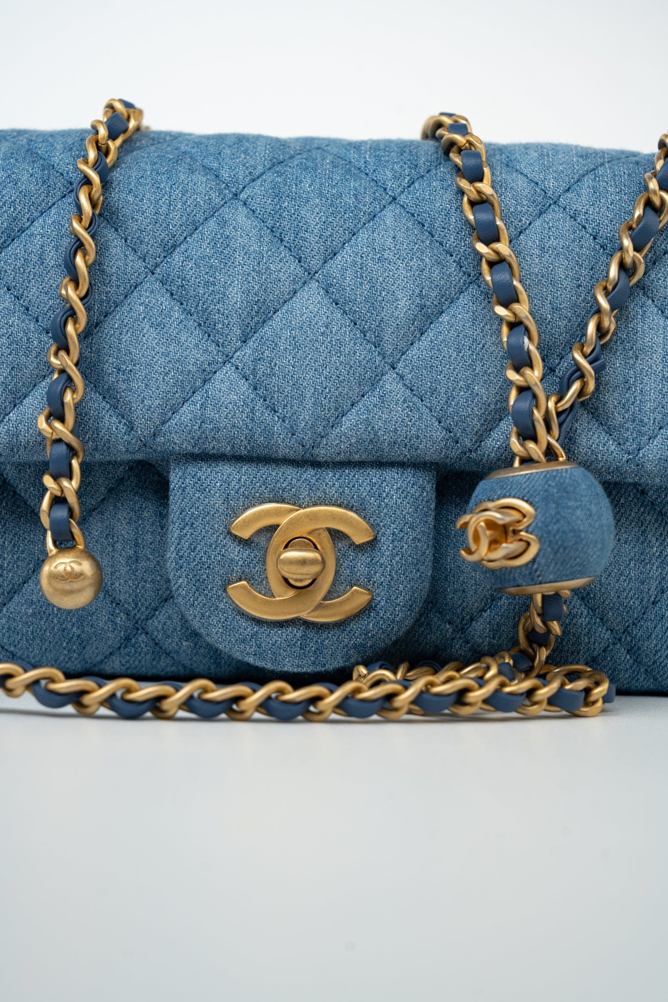 22C Blue Denim Pearl Crush Mini Rectangular Flap AGHW