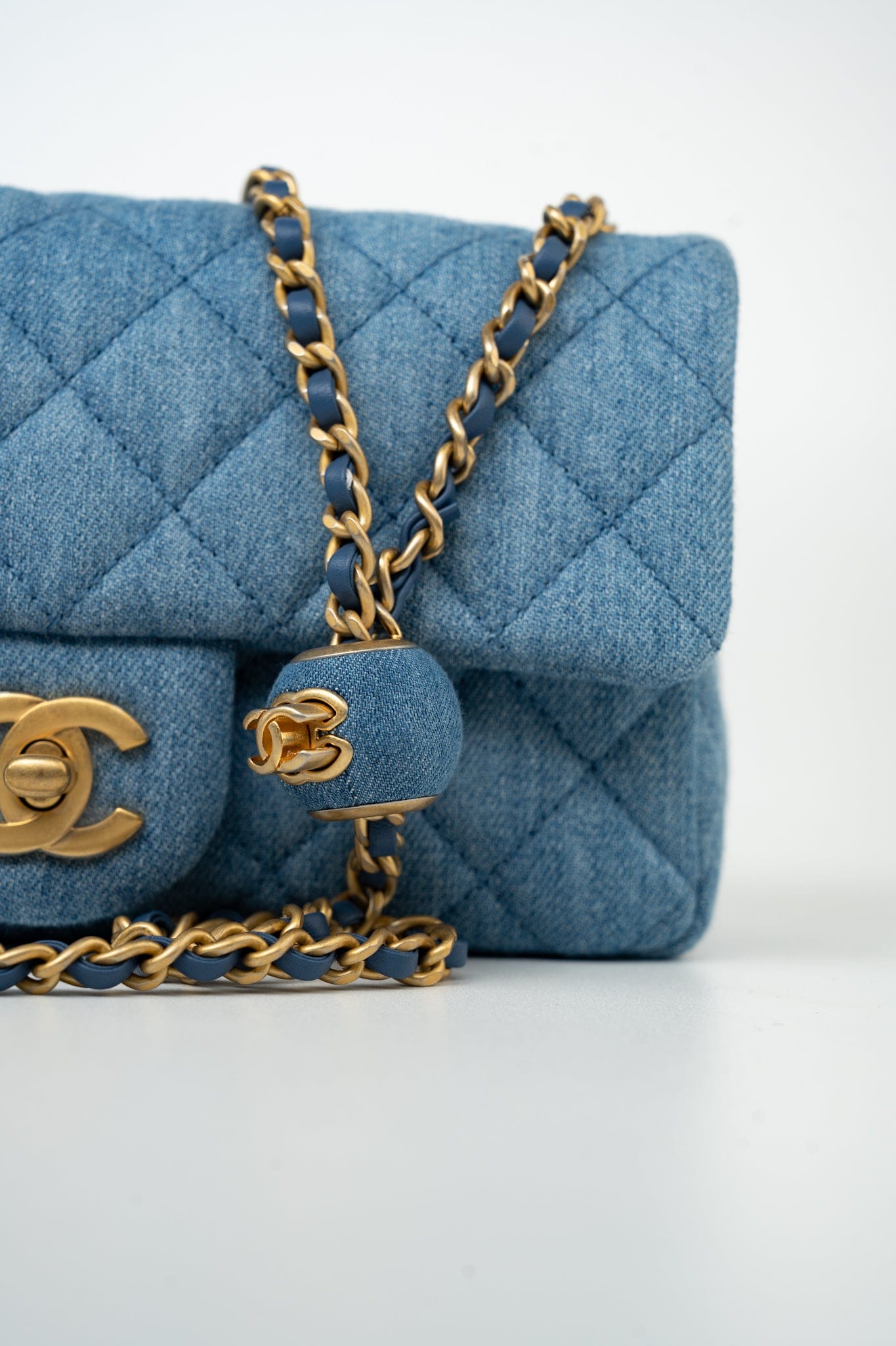 22C Blue Denim Pearl Crush Mini Rectangular Flap AGHW