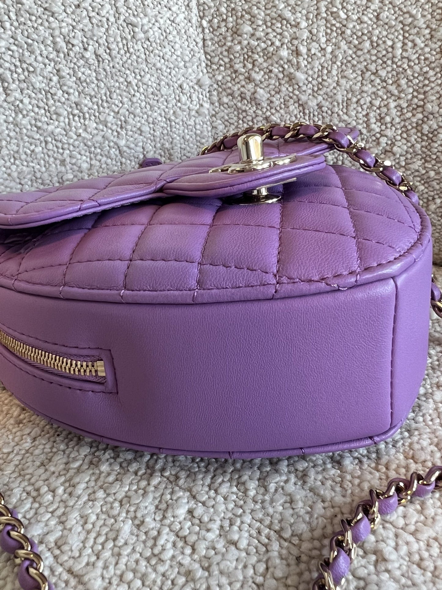 22C In Love Purple Lambskin Large Heart Bag LGHW