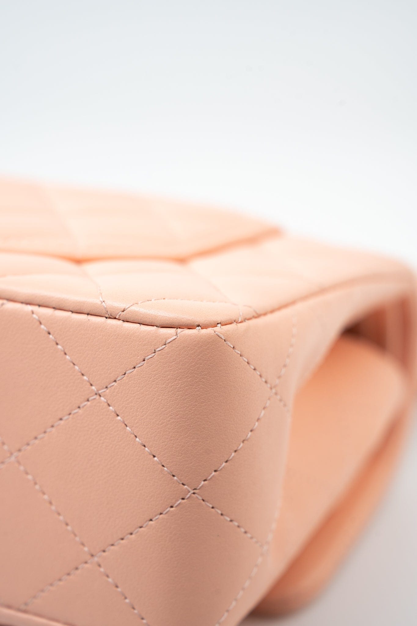 22C Rose Clair Pink/ Beige Lambskin Quilted Small Double Flap Light Gold Hardware