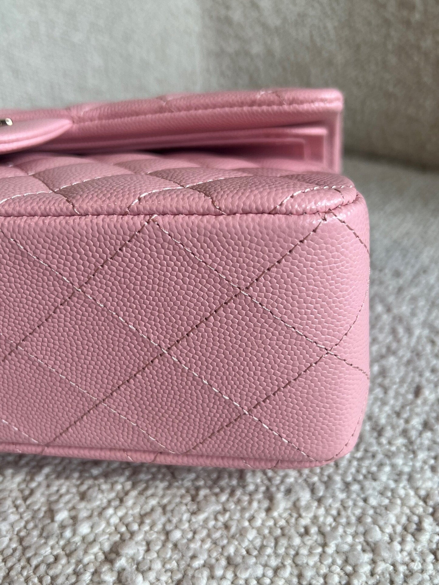 22C Sakura Pink Caviar Quilted Classic Flap Small LGHW