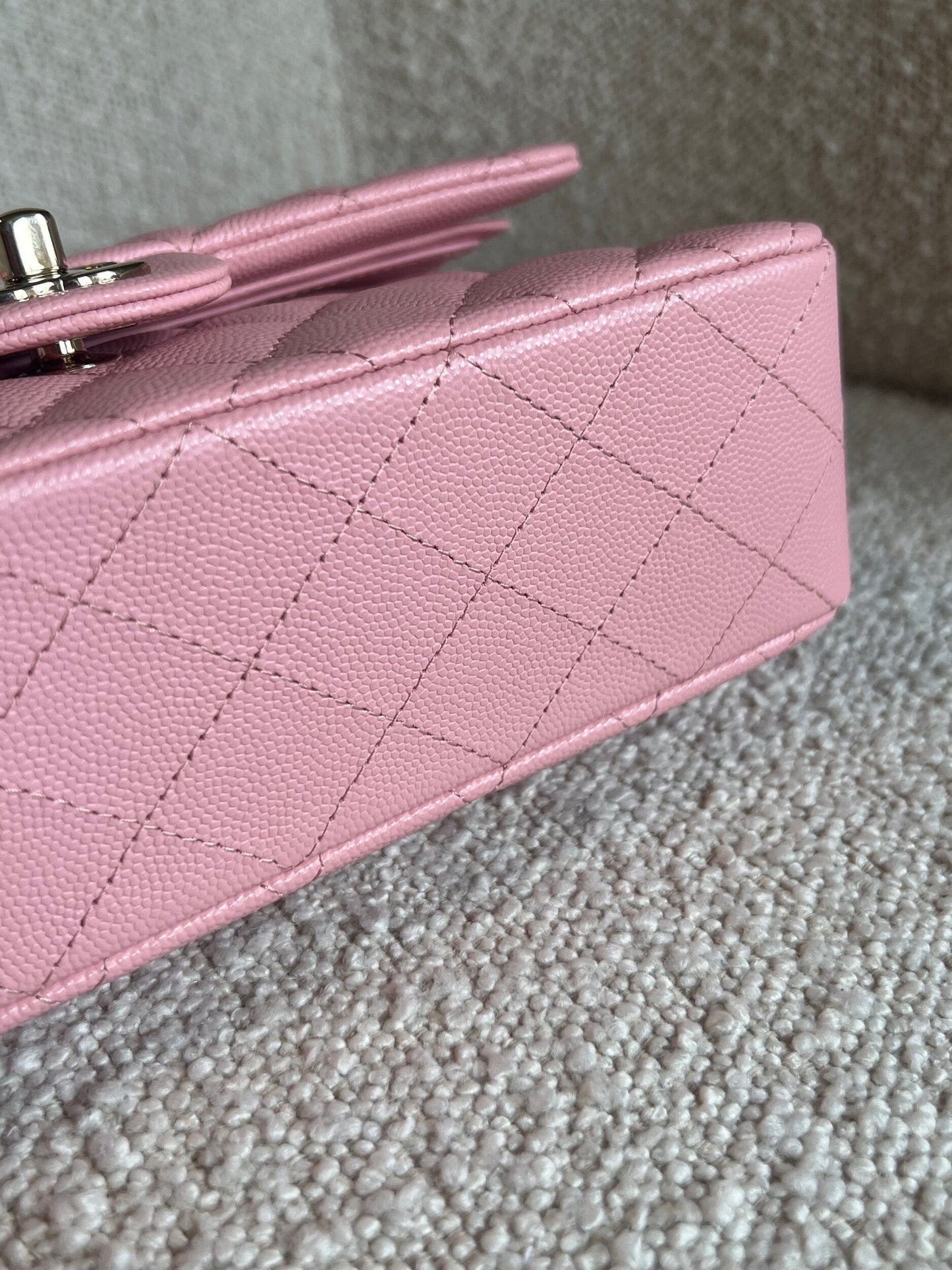 22C Sakura Pink Caviar Quilted Classic Flap Small LGHW