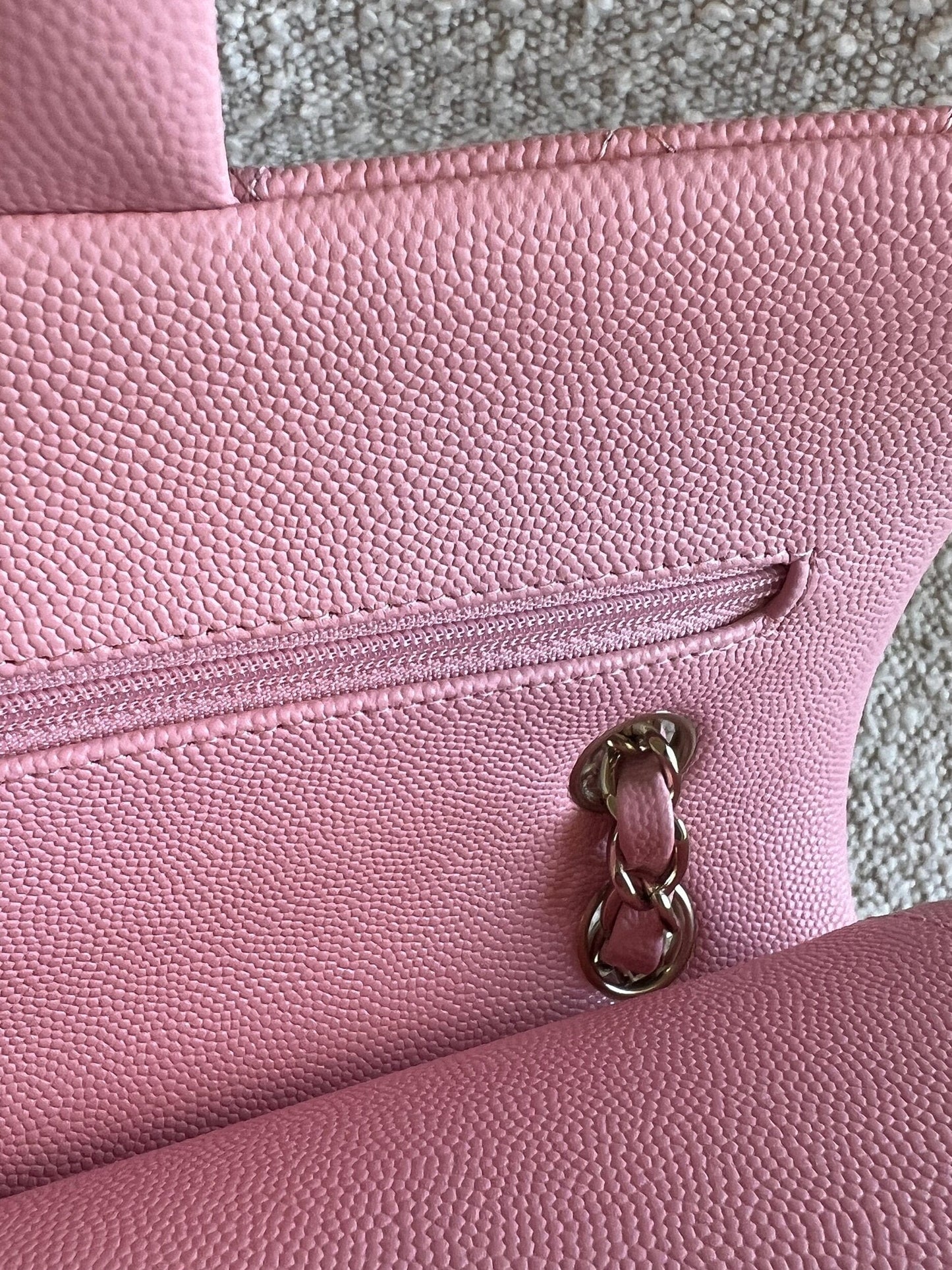 22C Sakura Pink Caviar Quilted Classic Flap Small LGHW