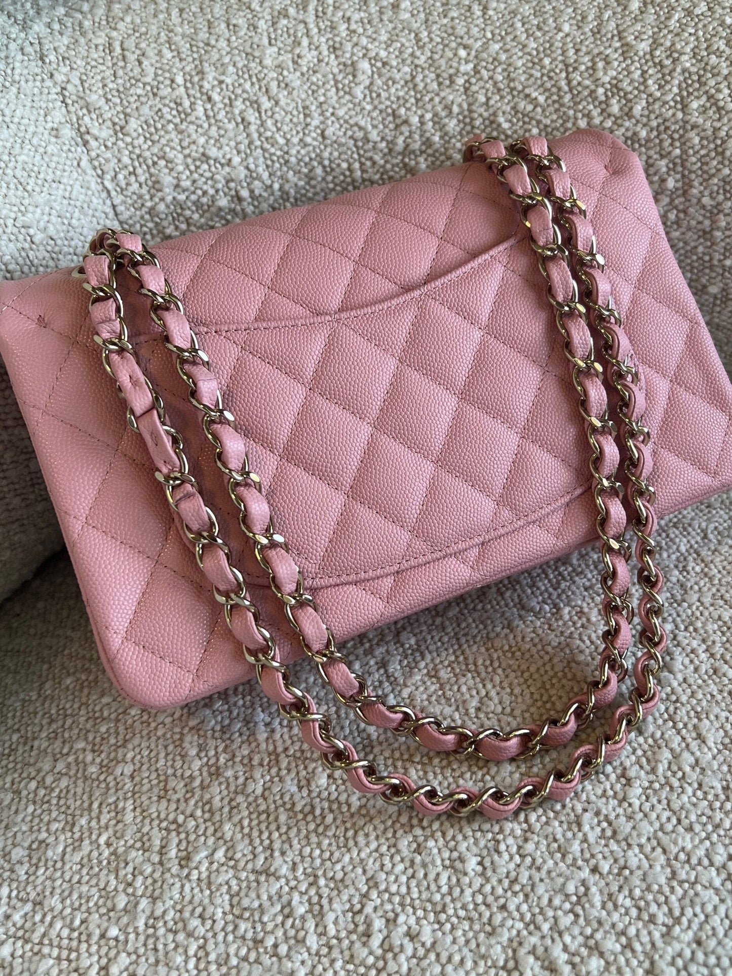 22C Sakura Pink Caviar Quilted Classic Flap Small LGHW