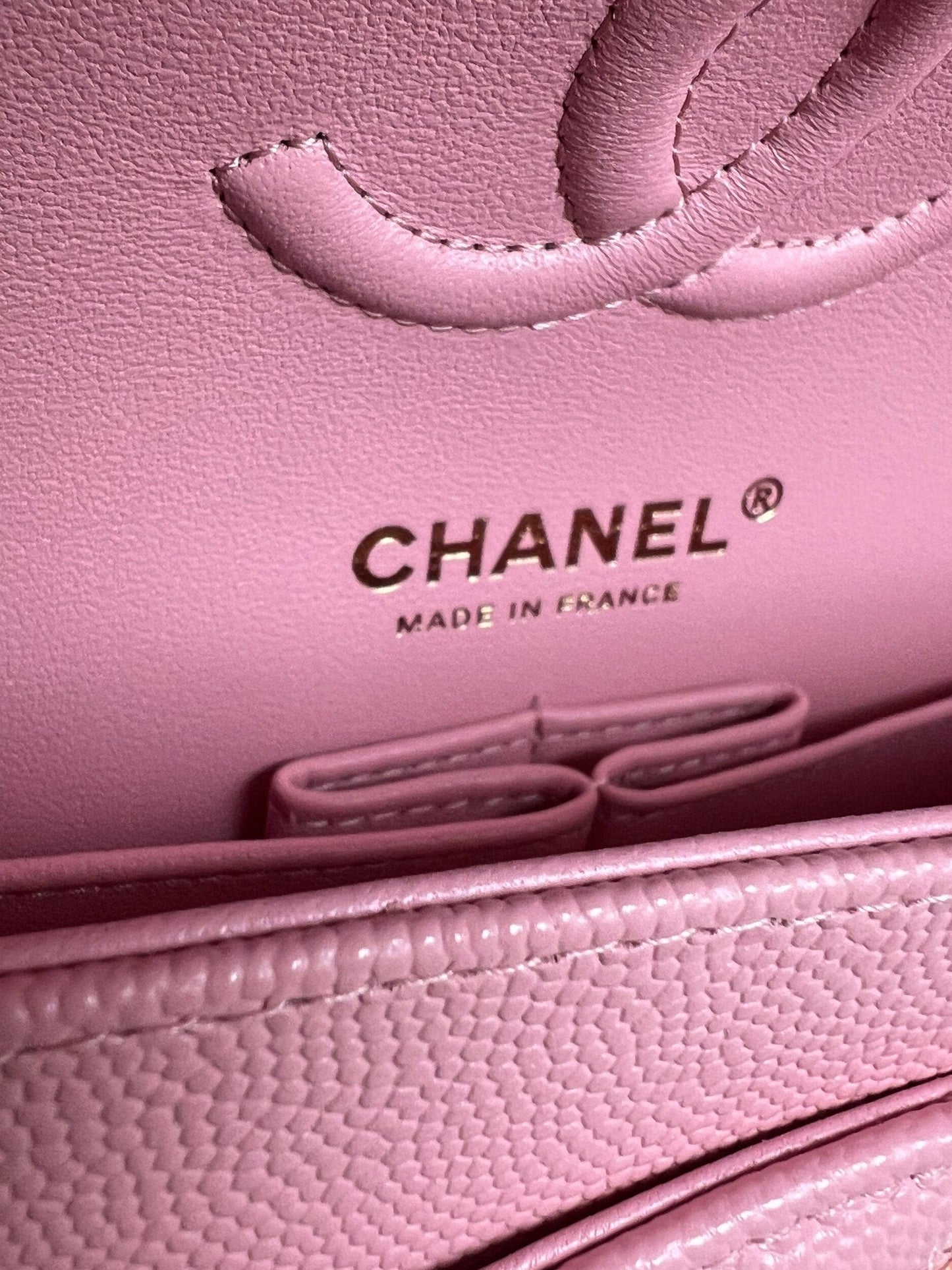 22C Sakura Pink Caviar Quilted Classic Flap Small LGHW