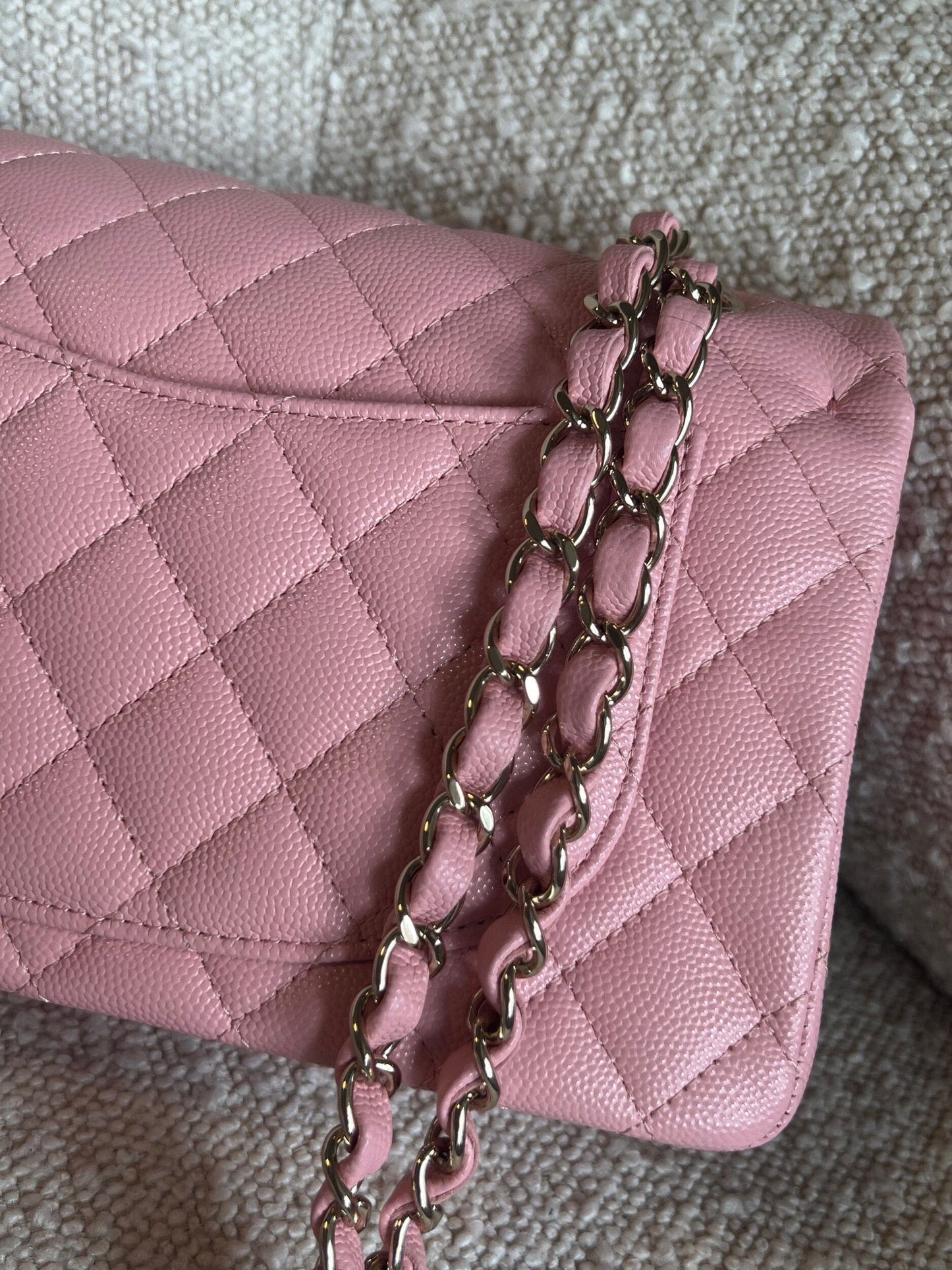 22C Sakura Pink Caviar Quilted Classic Flap Small LGHW