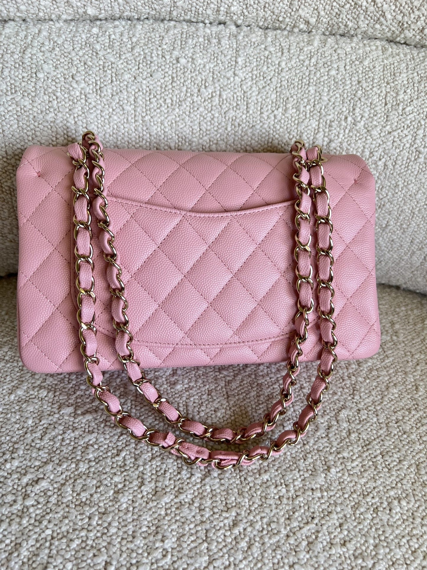 22C Sakura Pink Caviar Quilted Classic Flap Small LGHW