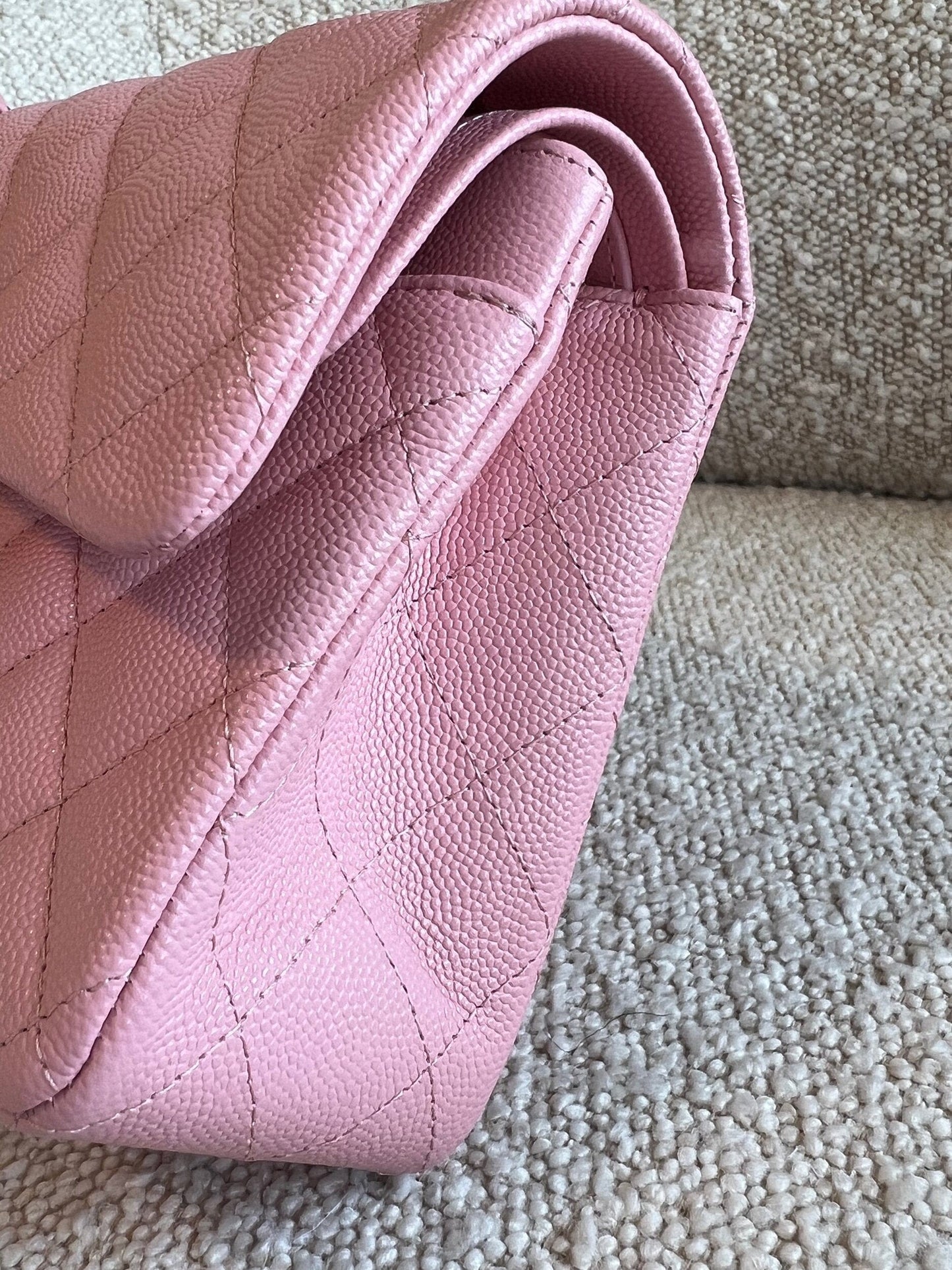 22C Sakura Pink Caviar Quilted Classic Flap Small LGHW