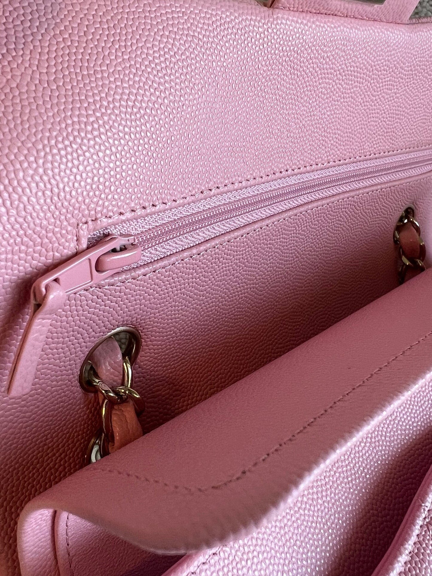 22C Sakura Pink Caviar Quilted Classic Flap Small LGHW