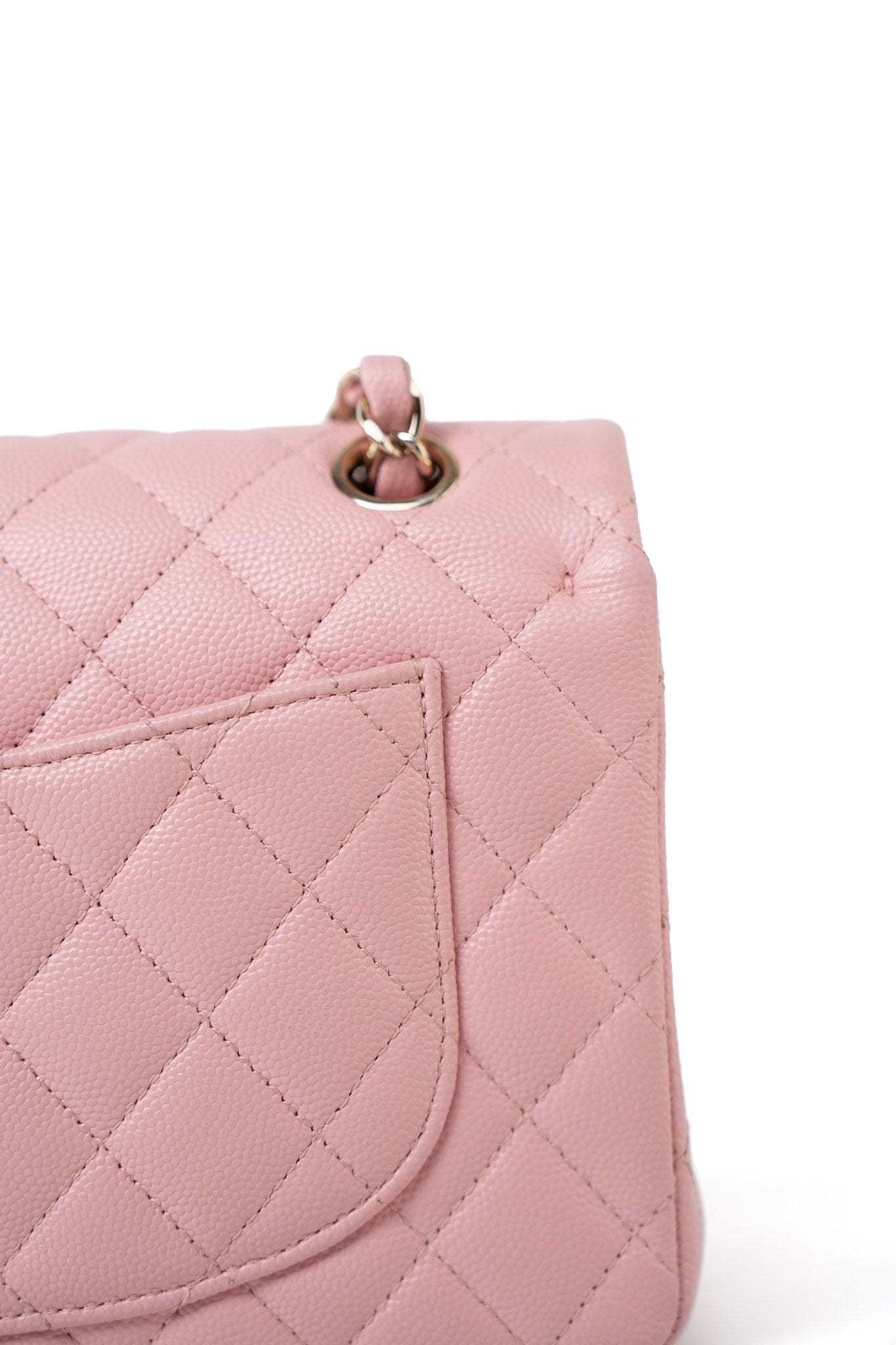 22C Sakura Pink Small Caviar Quilted Classic Flap Light Gold Hardware