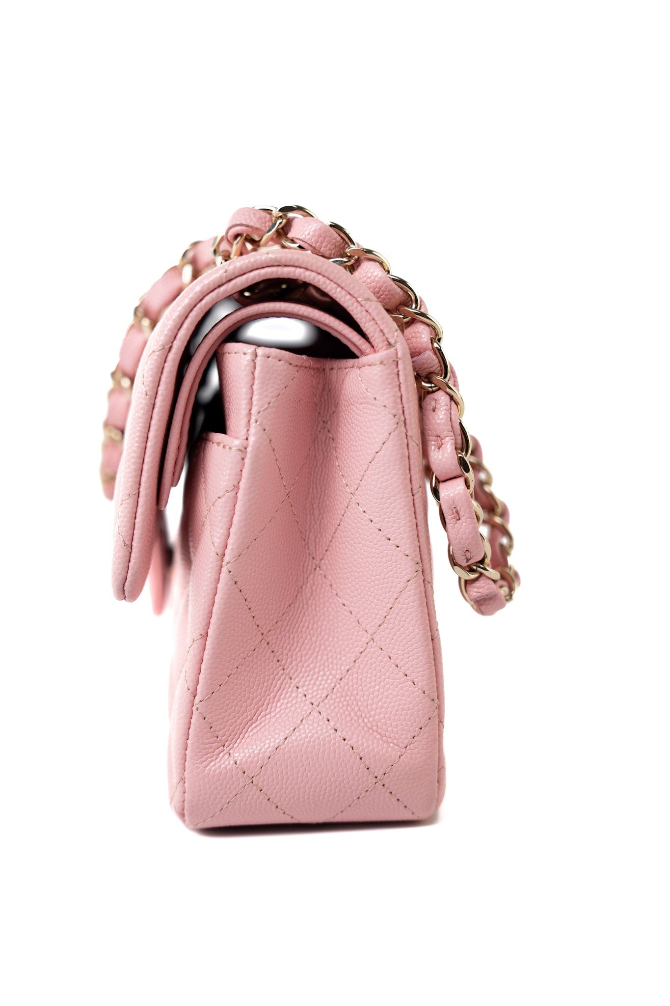 22C Sakura Pink Small Caviar Quilted Classic Flap Light Gold Hardware