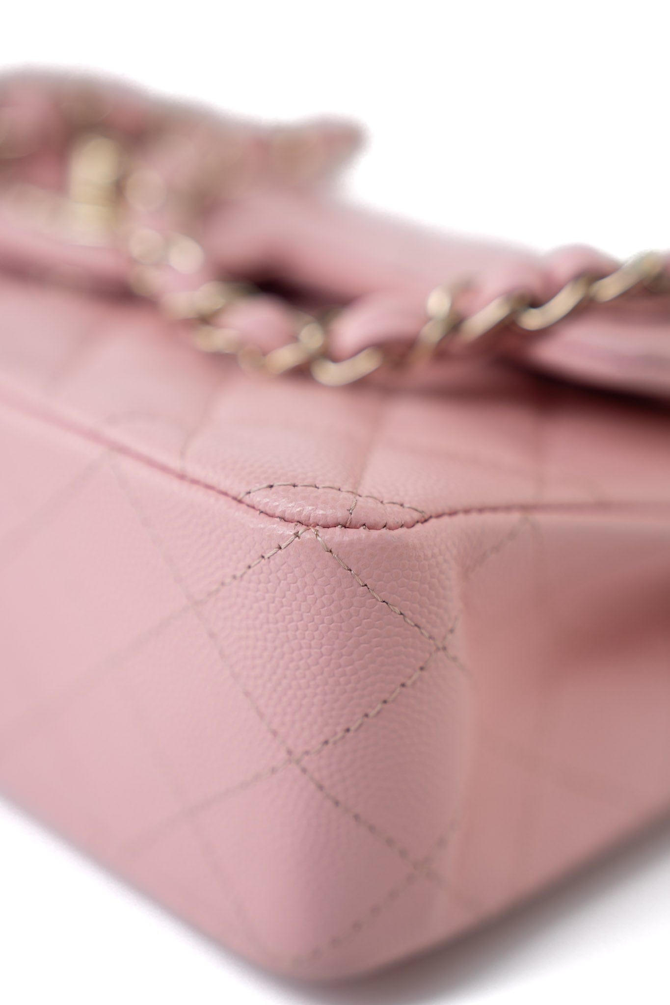 22C Sakura Pink Small Caviar Quilted Classic Flap Light Gold Hardware