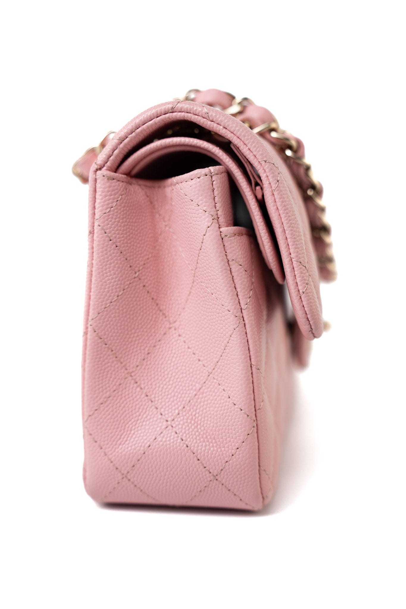 22C Sakura Pink Small Caviar Quilted Classic Flap Light Gold Hardware