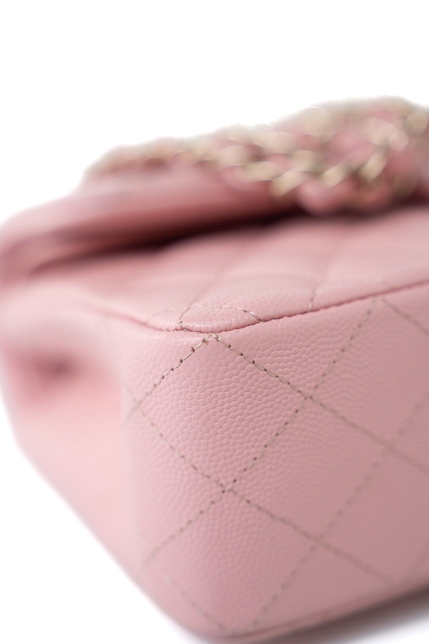 22C Sakura Pink Small Caviar Quilted Classic Flap Light Gold Hardware