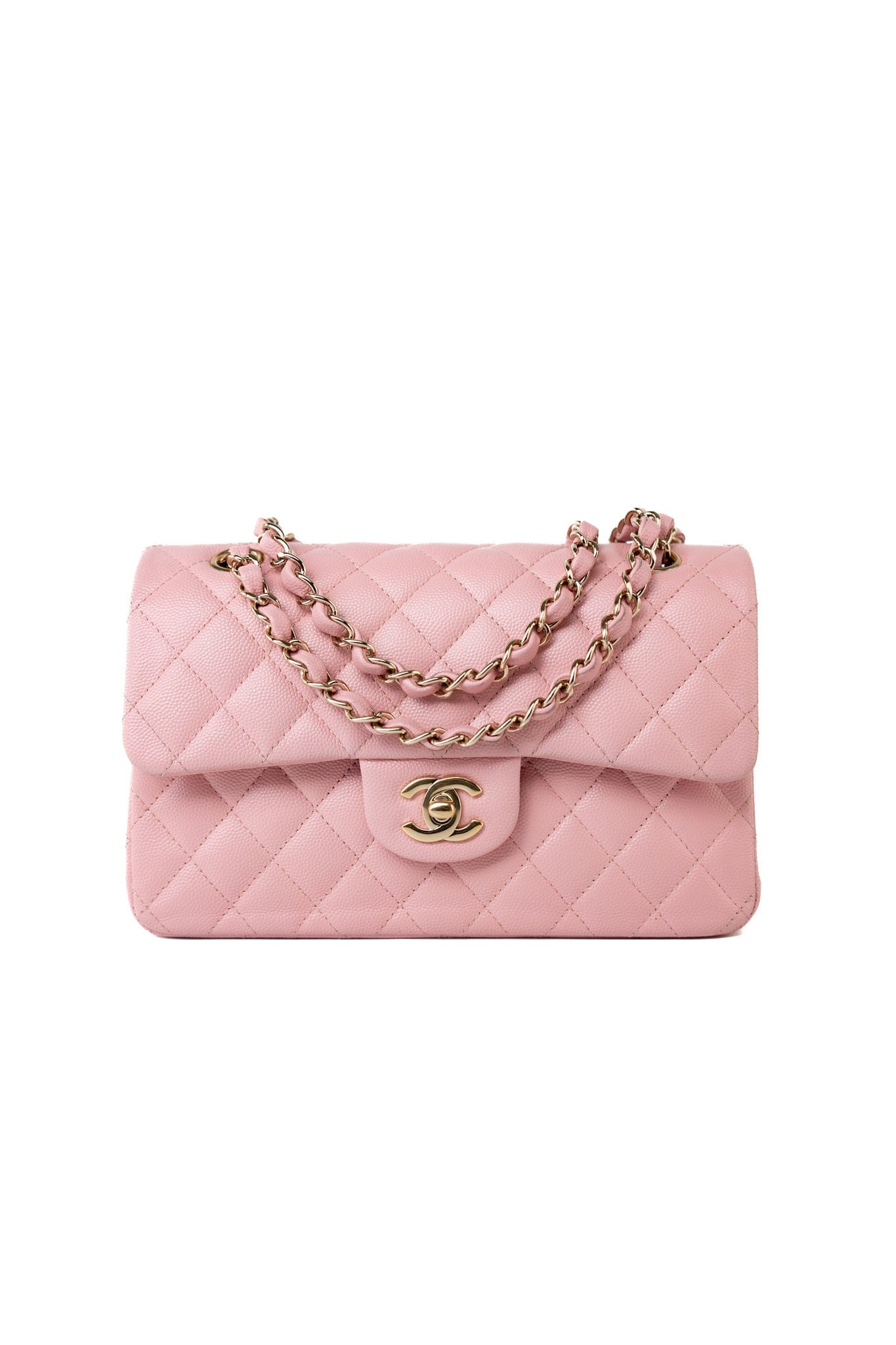 22C Sakura Pink Small Caviar Quilted Classic Flap Light Gold Hardware