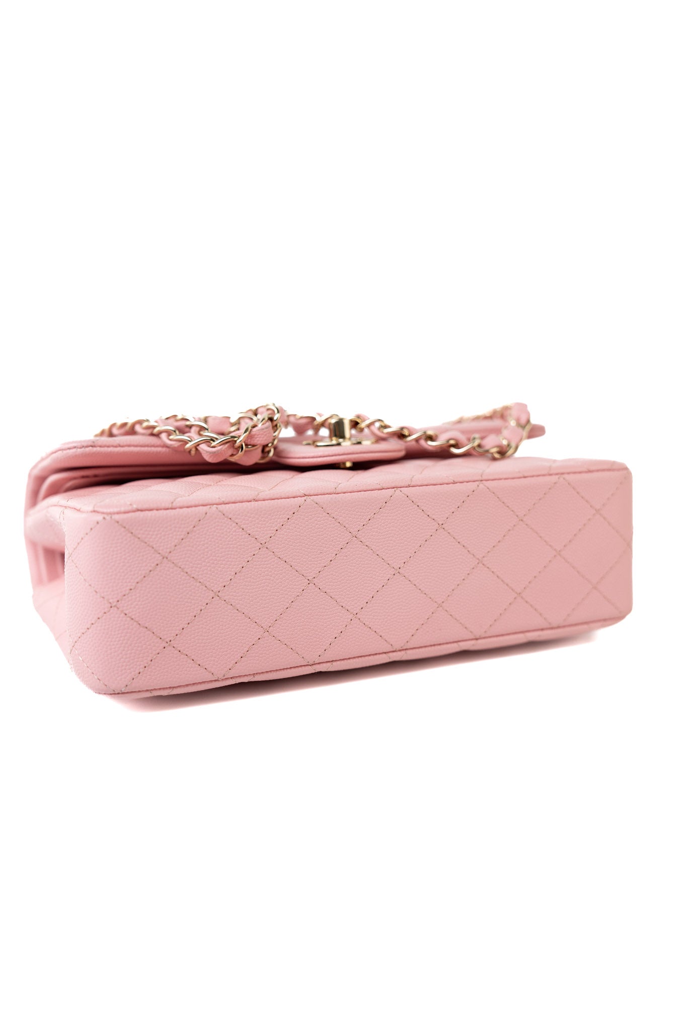 22C Sakura Pink Small Caviar Quilted Classic Flap Light Gold Hardware