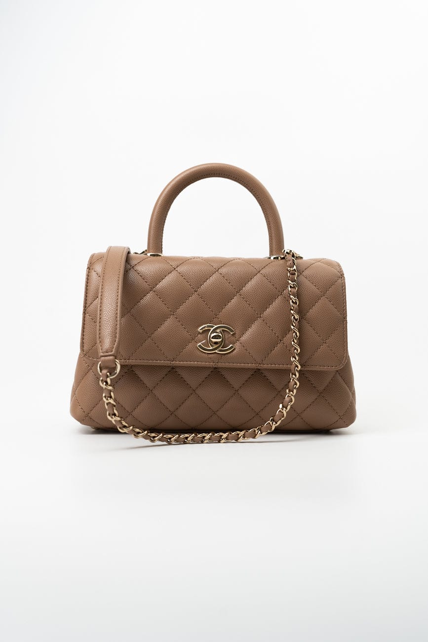 22K Dark Beige Caviar Quilted Coco Handle Small LGHW