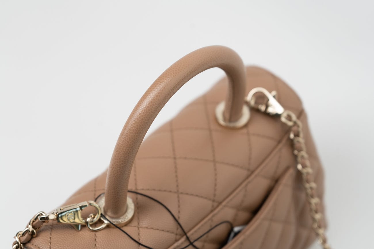 22K Dark Beige Caviar Quilted Coco Handle Small LGHW