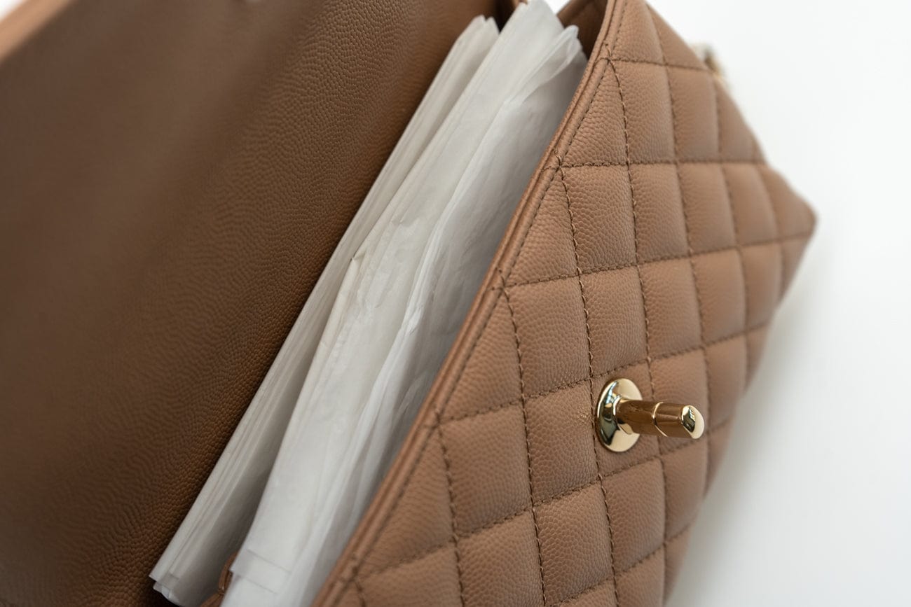 22K Dark Beige Caviar Quilted Coco Handle Small LGHW