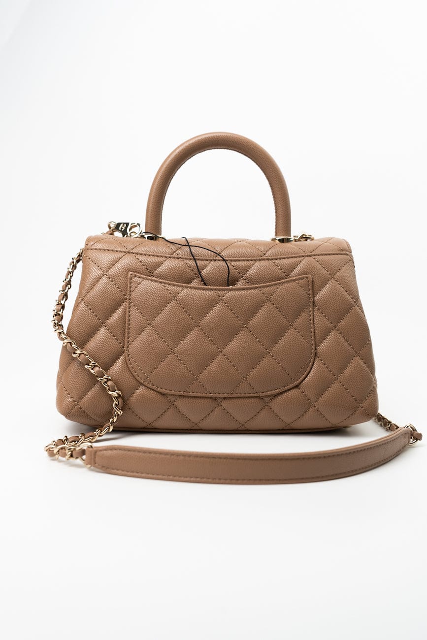 22K Dark Beige Caviar Quilted Coco Handle Small LGHW