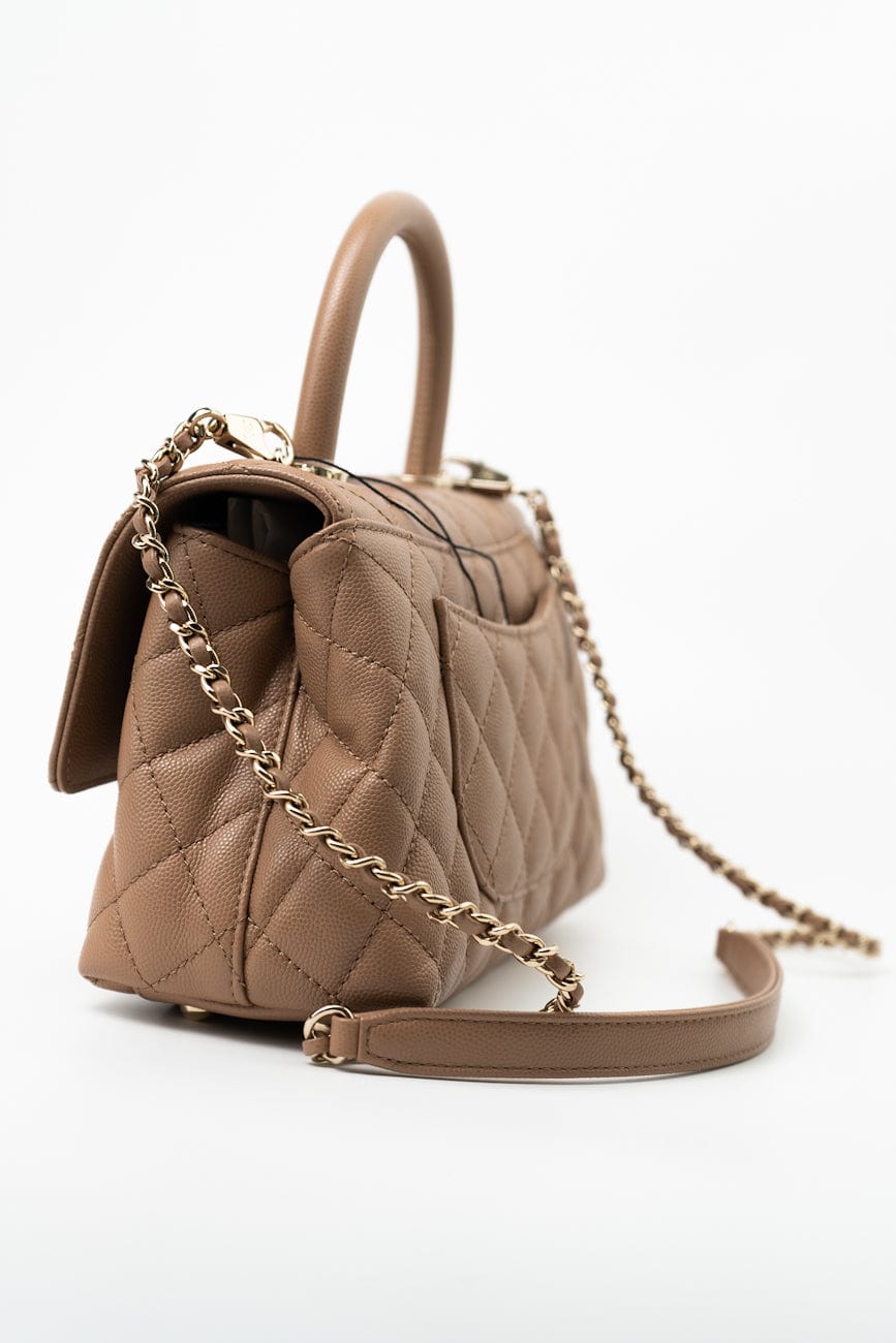 22K Dark Beige Caviar Quilted Coco Handle Small LGHW