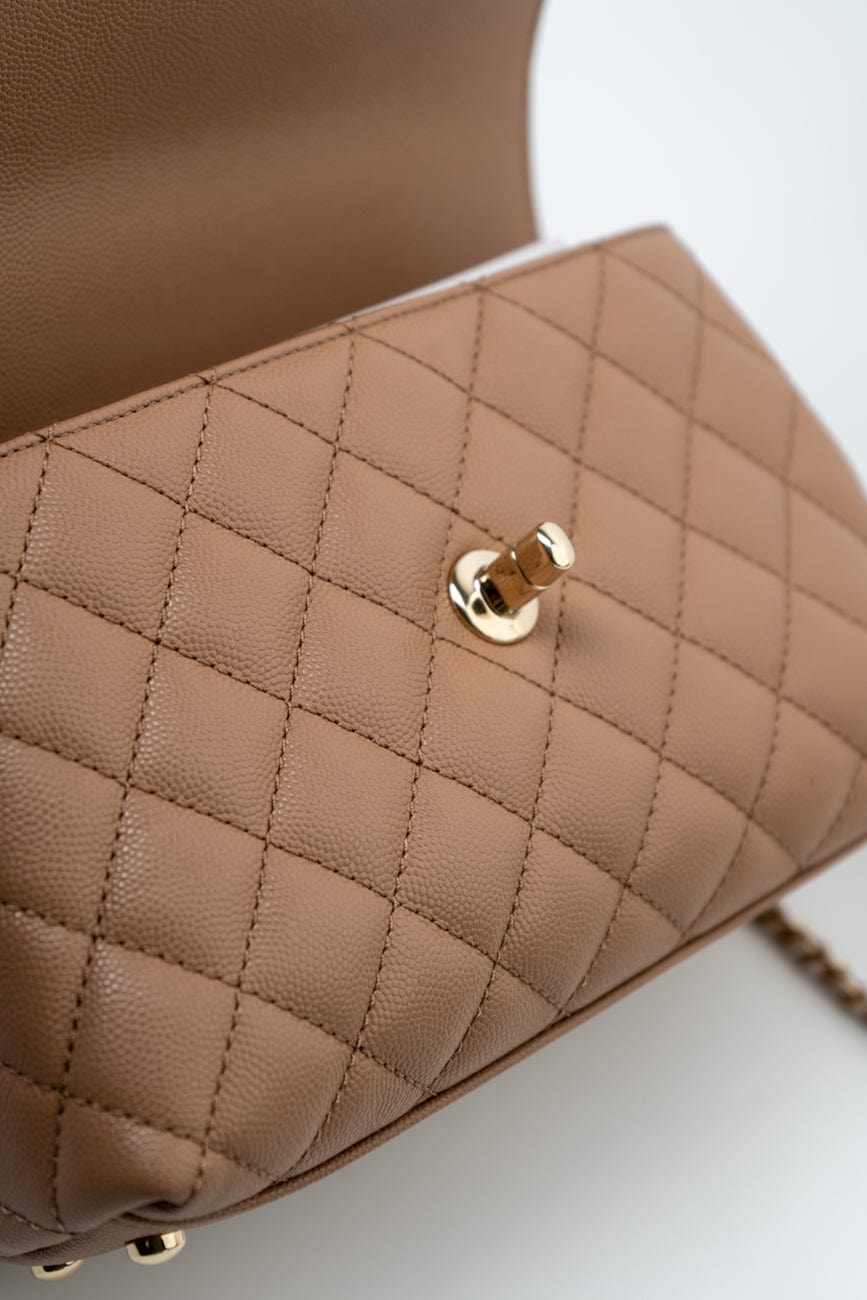 22K Dark Beige Caviar Quilted Coco Handle Small LGHW