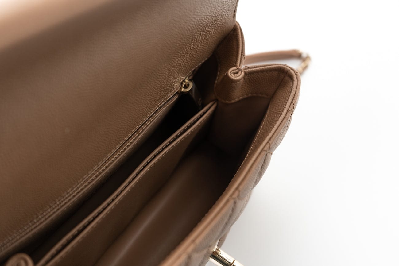 22K Dark Beige Caviar Quilted Coco Handle Small LGHW