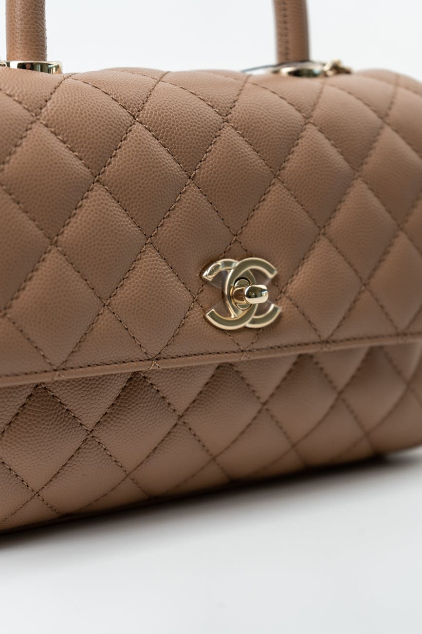 22K Dark Beige Caviar Quilted Coco Handle Small LGHW