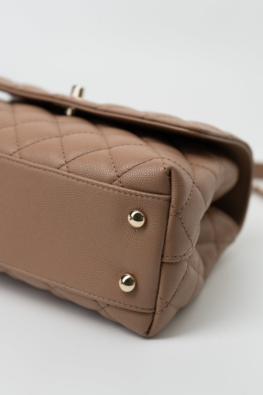22K Dark Beige Caviar Quilted Coco Handle Small LGHW