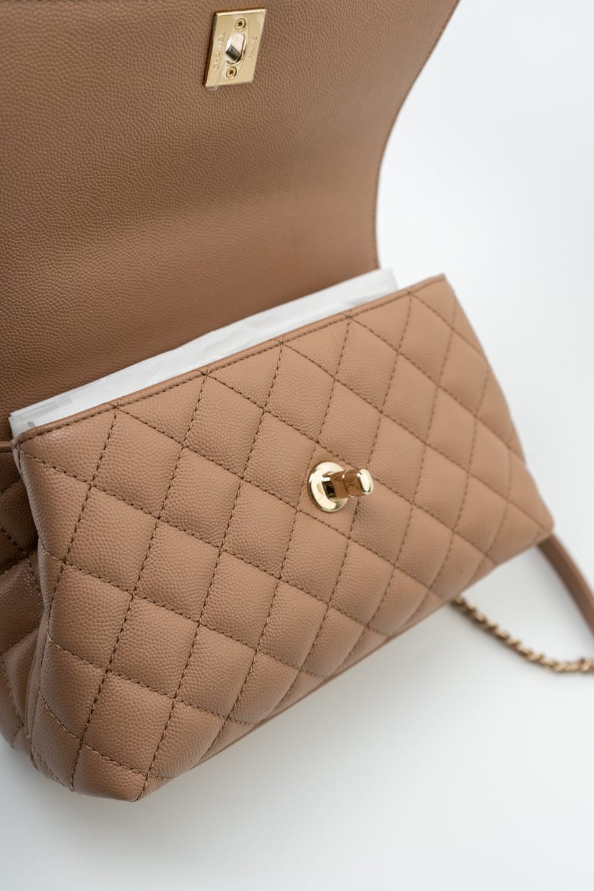 22K Dark Beige Caviar Quilted Coco Handle Small LGHW