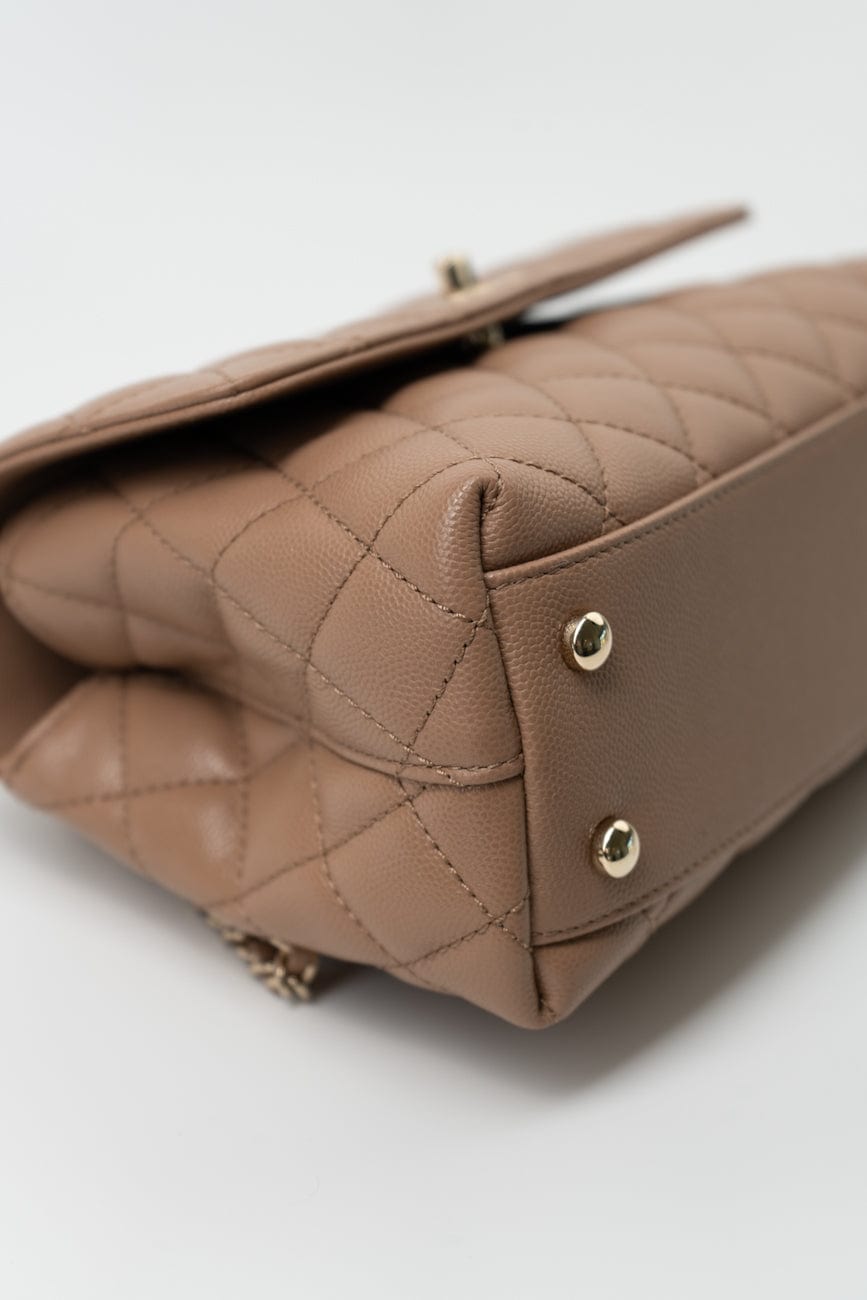 22K Dark Beige Caviar Quilted Coco Handle Small LGHW