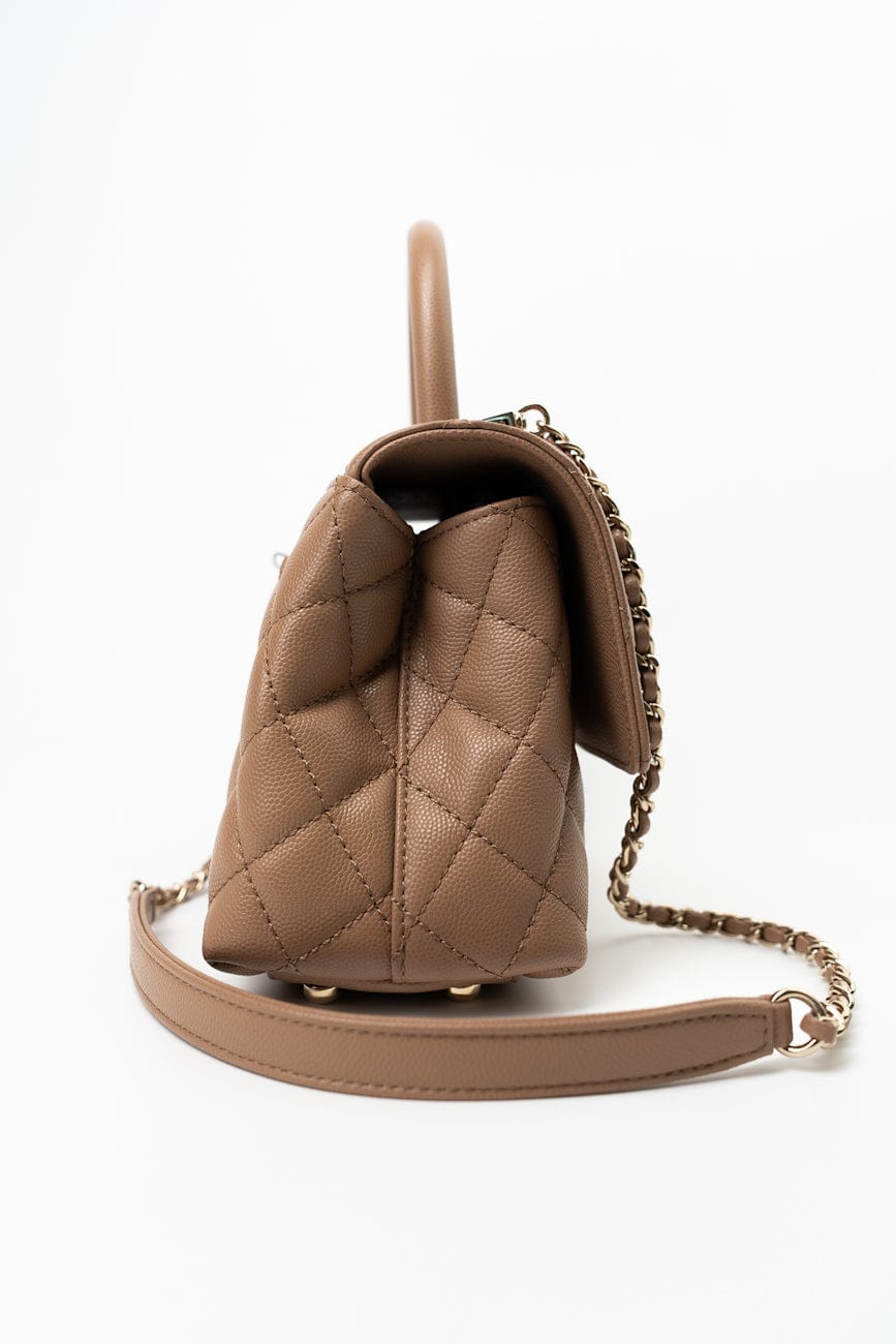 22K Dark Beige Caviar Quilted Coco Handle Small LGHW