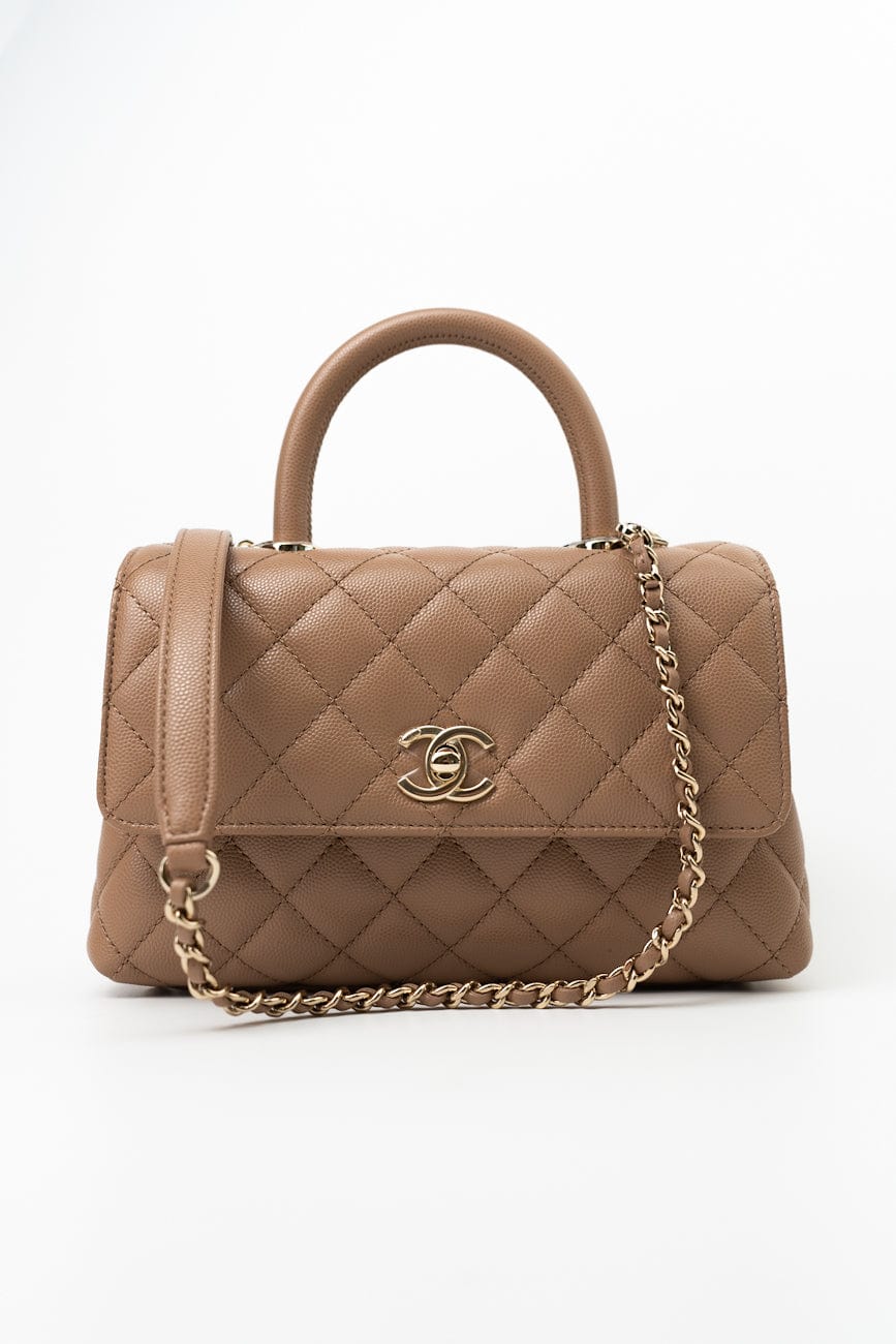 22K Dark Beige Caviar Quilted Coco Handle Small LGHW